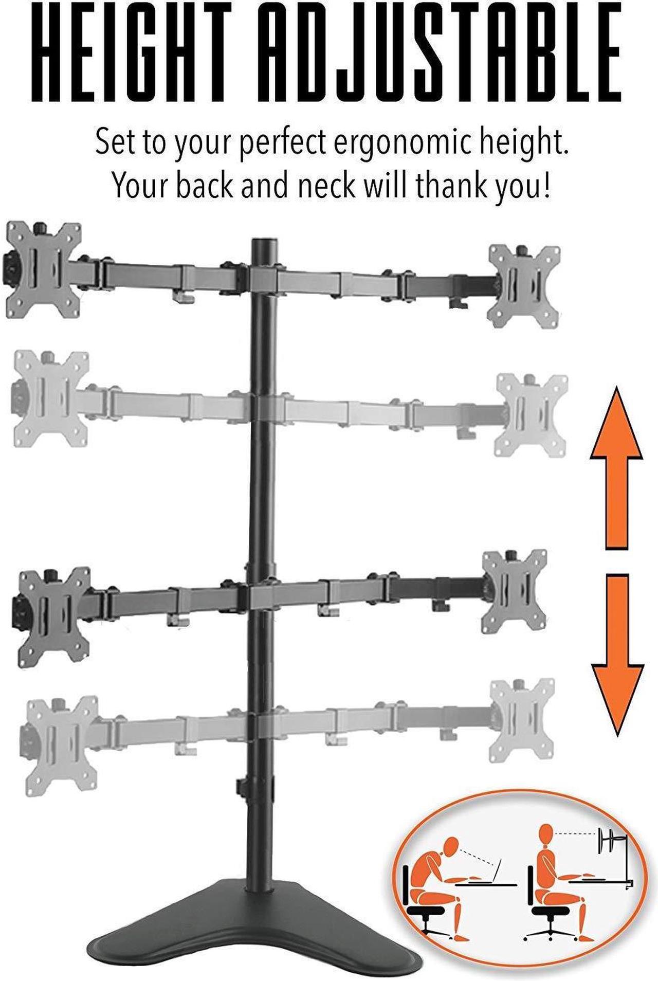 Alt view image 2 of 5 - Stand Steady 4 Monitor Mount | Height Adjustable Monitor Stand with Stabilizing Freestanding Base | Four Monitor Arm with Full Articulation VESA Mount Fits Most LCD/LED Monitors 17-32 in. (Black)