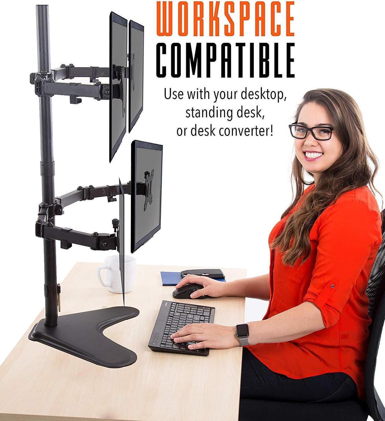 Alt view image 5 of 5 - Stand Steady 4 Monitor Mount | Height Adjustable Monitor Stand with Stabilizing Freestanding Base | Four Monitor Arm with Full Articulation VESA Mount Fits Most LCD/LED Monitors 17-32 in. (Black)