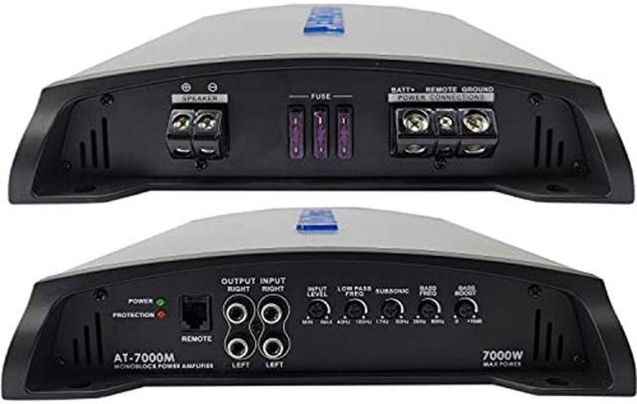 Alt view image 4 of 5 - Audiotek AT7000M 1 Channel Monoblock Class D Car Amplifier - 7000 Watts, 1 Ohm Stable, LED Indicator, Bass Knob Included, Mosfet Power Supply, Great for Subwoofers