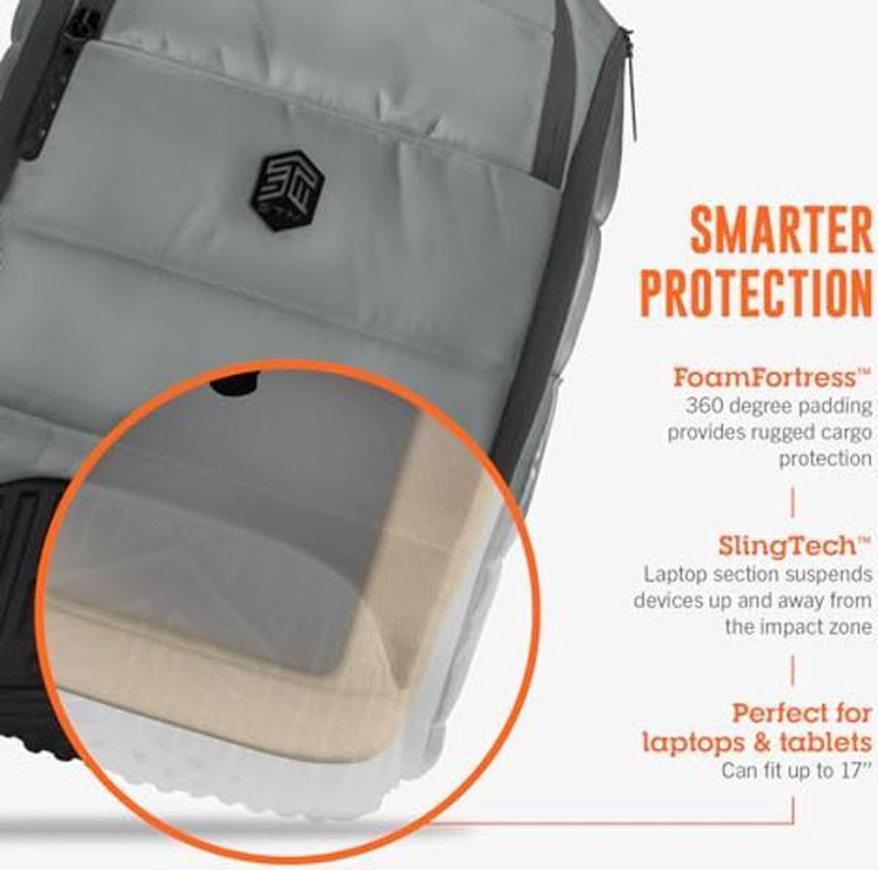 Alt view image 2 of 5 - STM Dux 30L Backpack - Rugged, Comfortable, Innovative, Versatile, Stylish, 360 Degree Protective Backpack for Men & Women, Fits up to a 17" Laptop Plus a Tablet Sleeve - Grey