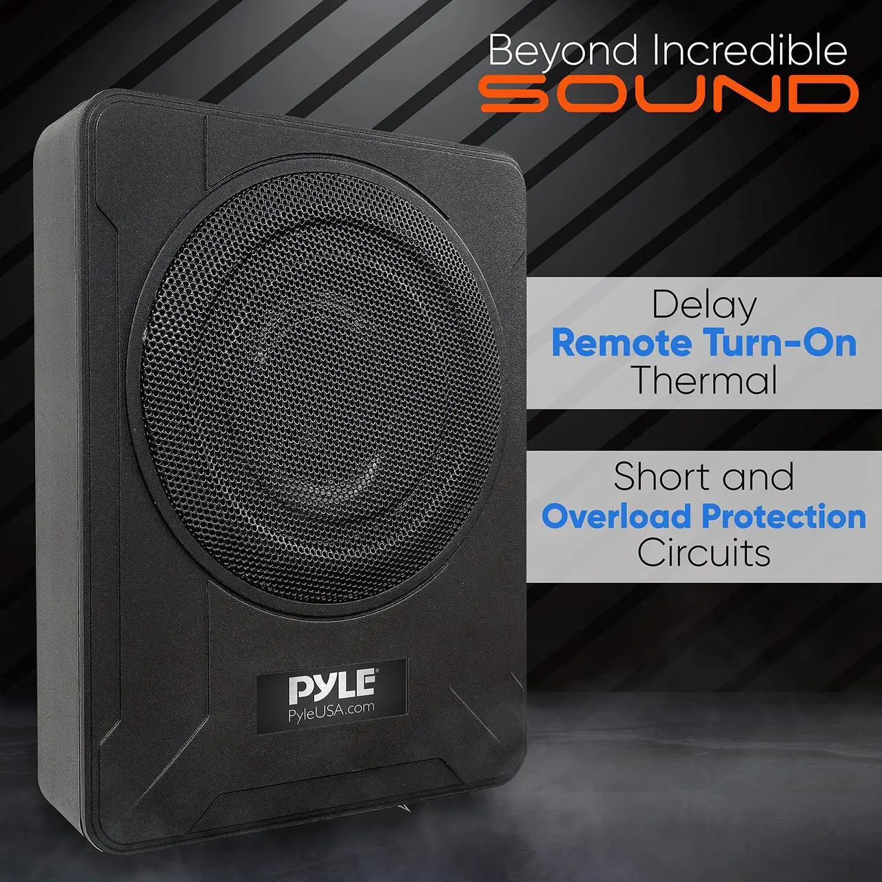Alt view image 5 of 5 - Pyle 8-Inch Low-Profile Amplified Subwoofer System - 600 Watt Compact Enclosed Active Underseat Car Audio Subwoofer with Built in Amp, Powered Car Subwoofer w/Low & High Level Inputs PLBX8A,Black