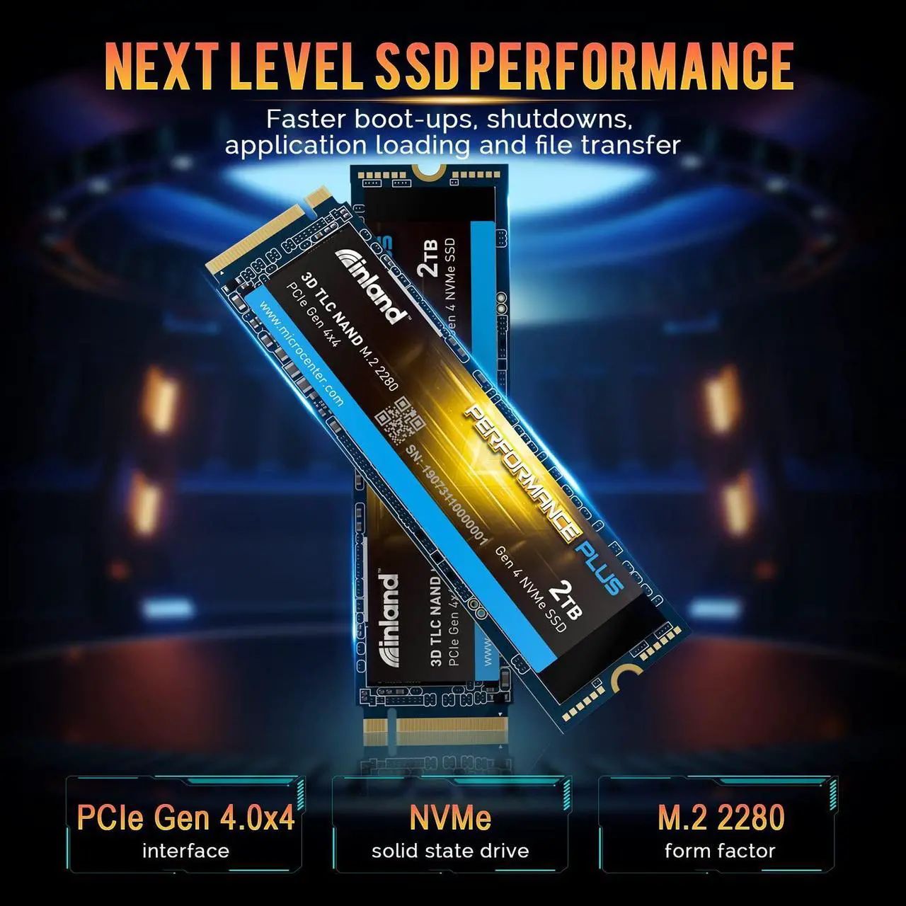Alt view image 3 of 5 - INLAND 2TB Performance Plus NVMe Internal Gaming SSD Solid State Drive Optimized for PS5 - Gen4 PCIe, M.2 2280, DRAM Cache, TLC 3D NAND Flash, Up to 7000MB/s