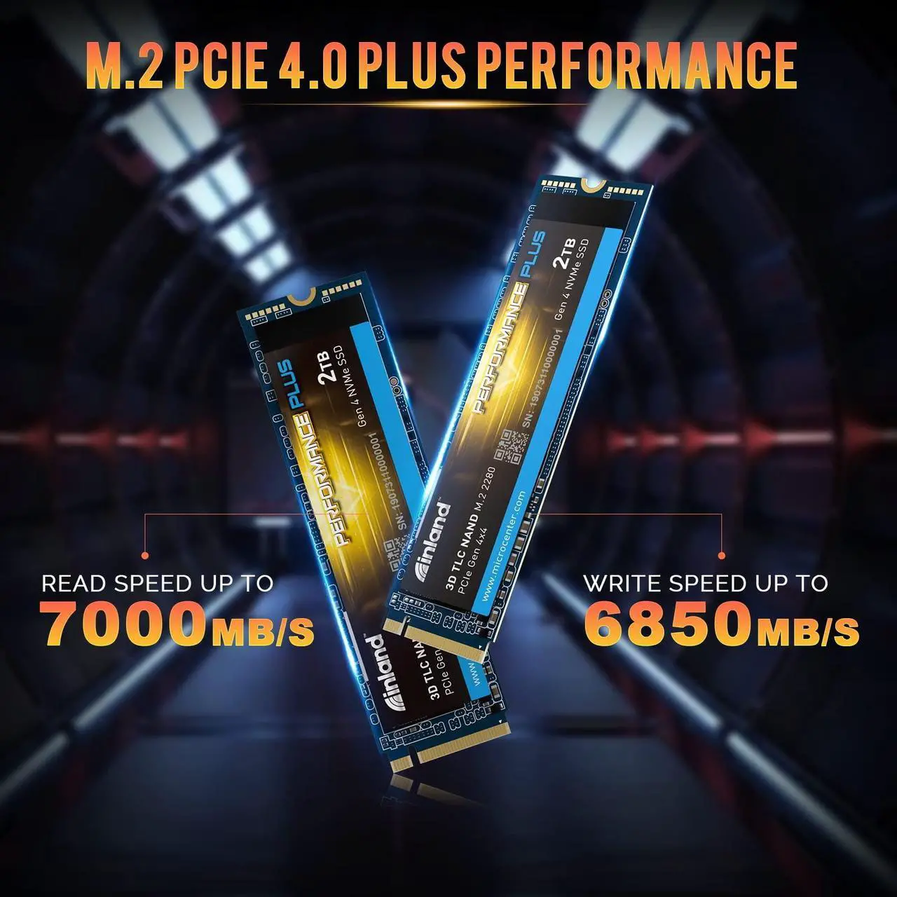 Alt view image 2 of 5 - INLAND 2TB Performance Plus NVMe Internal Gaming SSD Solid State Drive Optimized for PS5 - Gen4 PCIe, M.2 2280, DRAM Cache, TLC 3D NAND Flash, Up to 7000MB/s