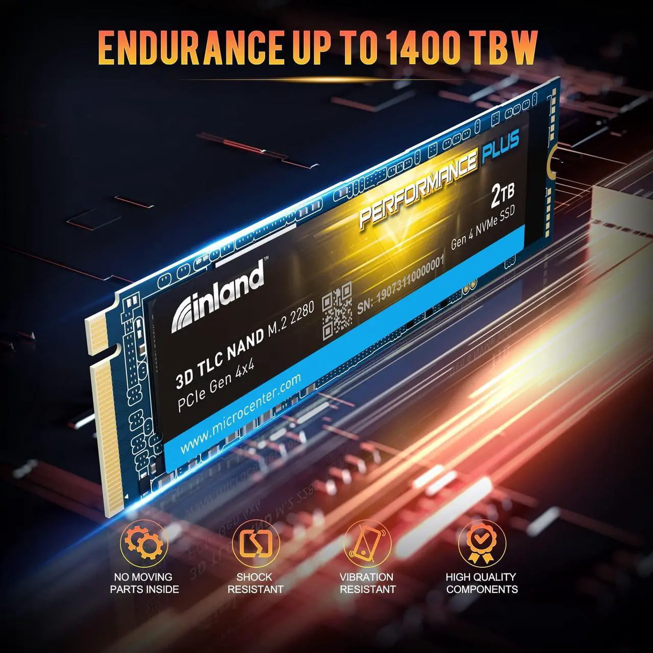 Alt view image 4 of 5 - INLAND 2TB Performance Plus NVMe Internal Gaming SSD Solid State Drive Optimized for PS5 - Gen4 PCIe, M.2 2280, DRAM Cache, TLC 3D NAND Flash, Up to 7000MB/s