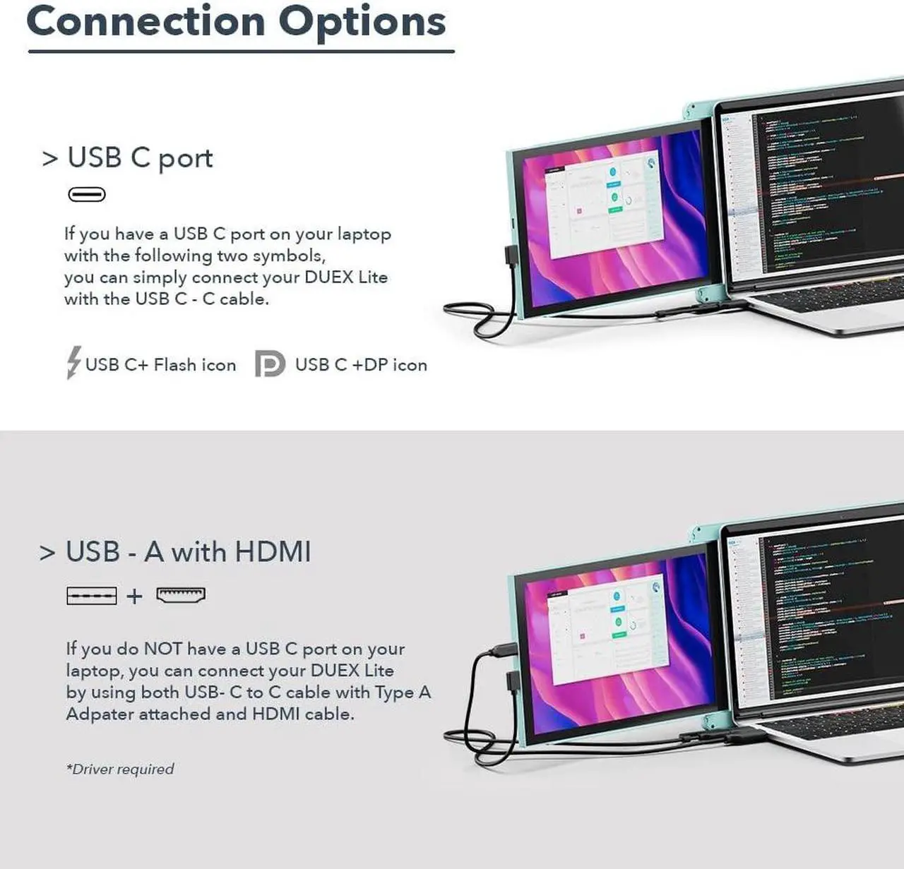 Alt view image 4 of 5 - Duex Lite New Mobile Pixels Portable Monitor (2023 Upgraded), 12.5" Full HD IPS Laptop Screen Extender, USB C/HDMI Powered Plug and Play,Windows/Mac/Android/Switch Compatible (Jadeite Green)