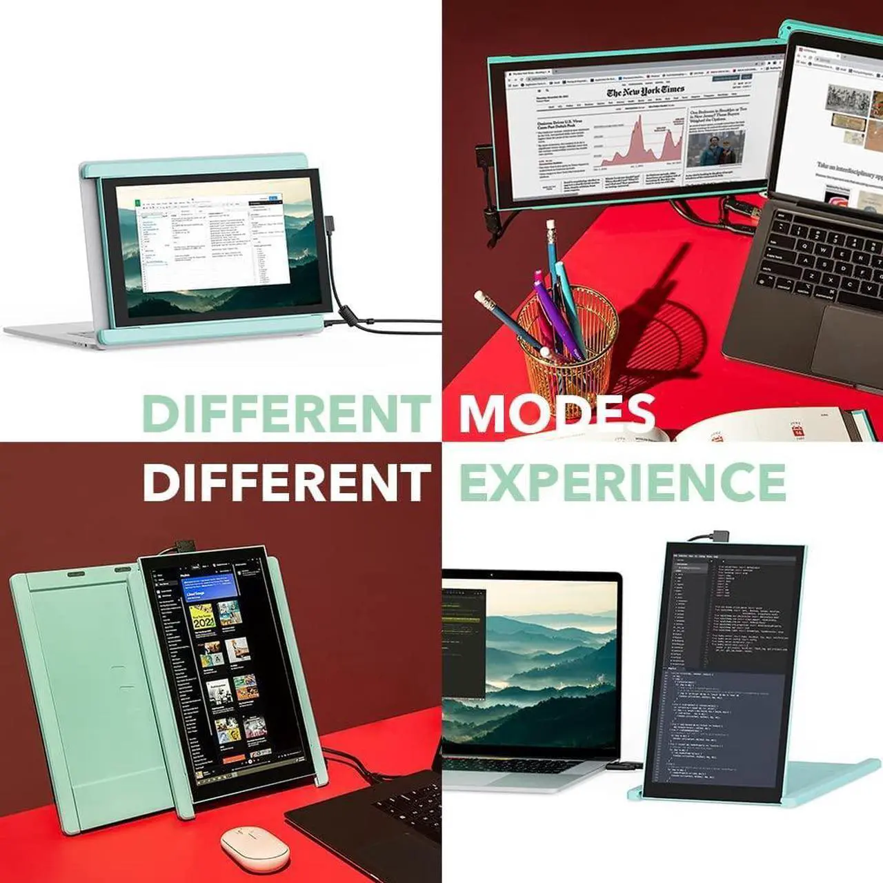 Alt view image 5 of 5 - Duex Lite New Mobile Pixels Portable Monitor (2023 Upgraded), 12.5" Full HD IPS Laptop Screen Extender, USB C/HDMI Powered Plug and Play,Windows/Mac/Android/Switch Compatible (Jadeite Green)