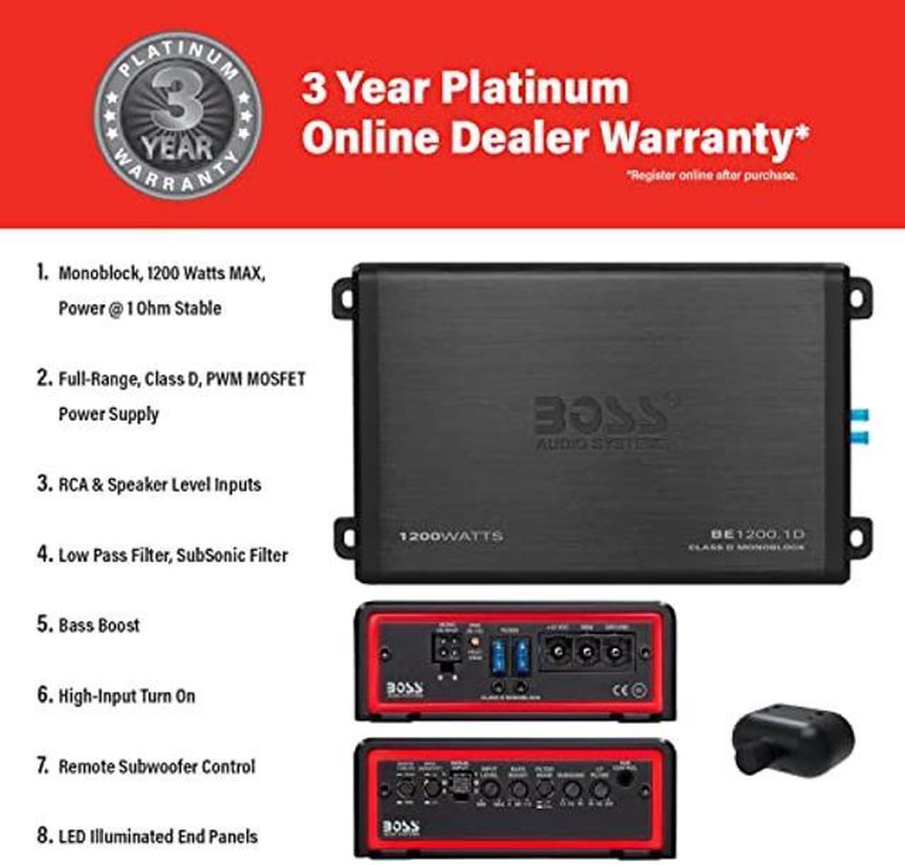 Alt view image 3 of 5 - BOSS Audio Systems Elite BE1200.1D Class D Car Amplifier - 1200 Watts, 1 Ohm Stable, Digital, Monoblock, Mosfet Power Supply, Great for Subwoofers