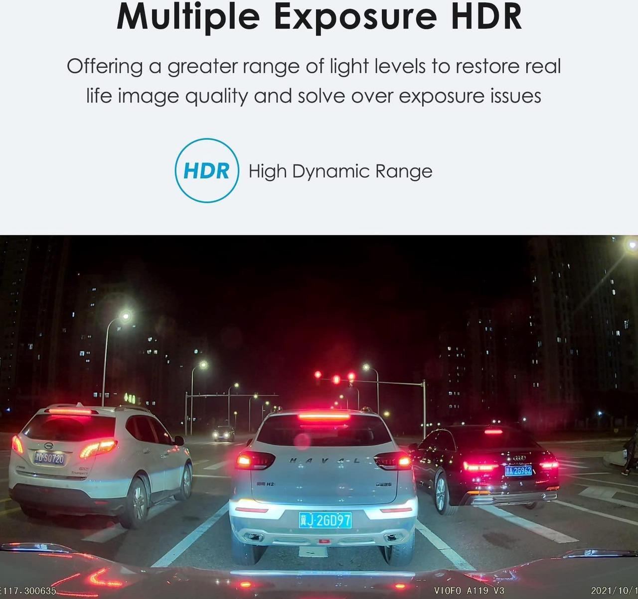Alt view image 4 of 5 - [(Bundle: VIOFO A119 V3 with GPS + Hardwire Cable)]  VIOFO A119 V3 Dash Cam 2K Quad HD 1600P with GPS, True HDR, Super Capacitor, Buffered Parking Mode, Motion Detection