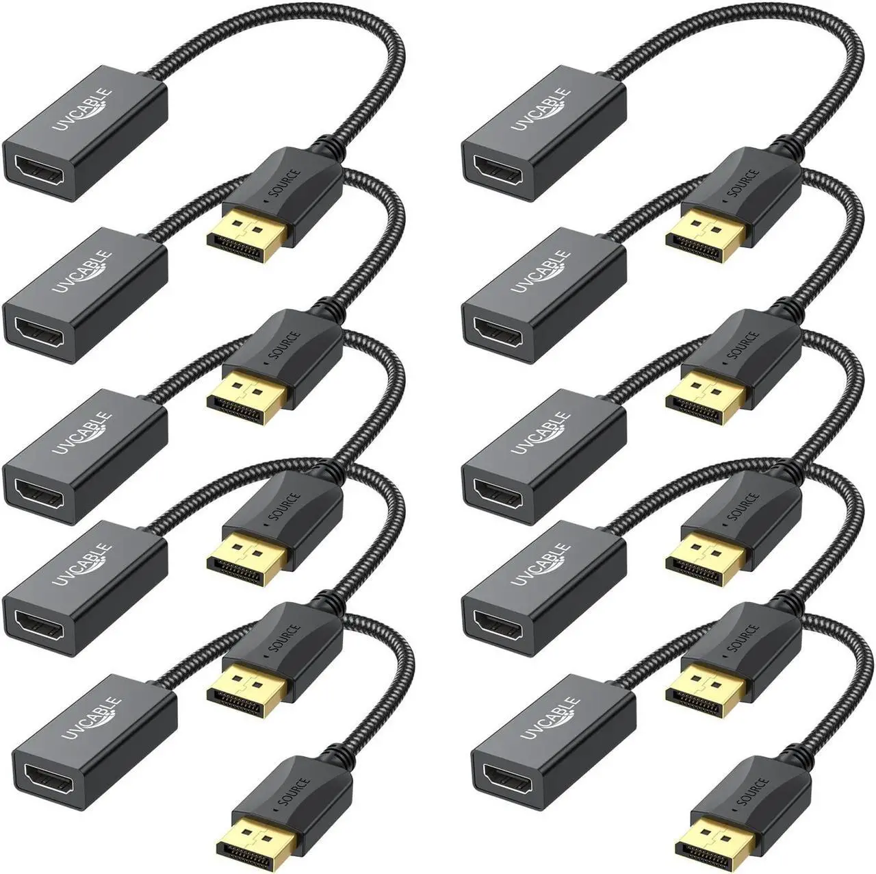 Main image of DisplayPort to HDMI Adapter 4K, 10-Pack, Display Port DP to HDMI Adapter Cable Male to Female Compatible with Computer, Monitor, TV, Projector