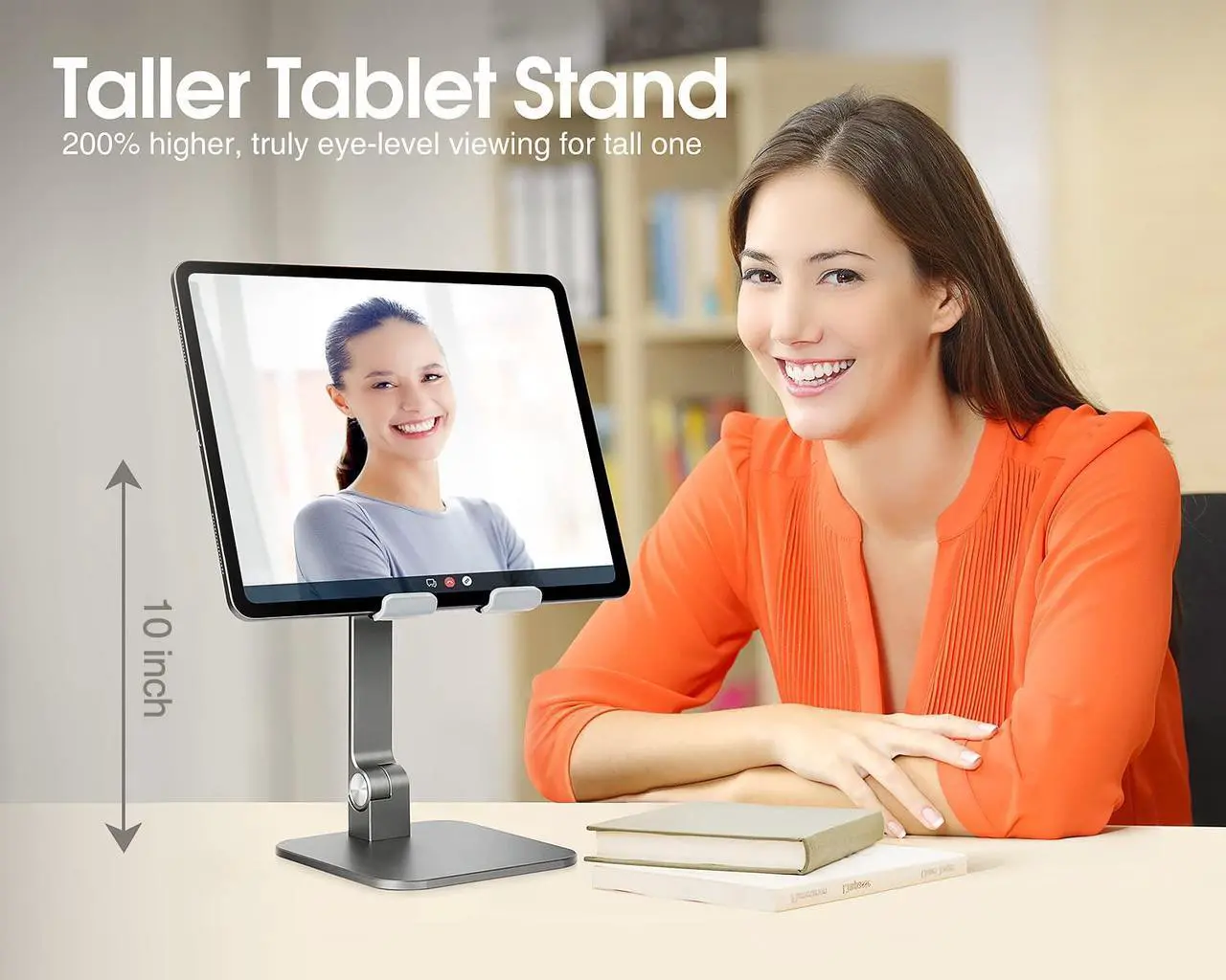 Alt view image 2 of 5 - elitehood Aluminum iPad Stand, Adjustable iPad Stand Holder for Desk, Desktop Tablet Stand Dock for iPad Pro 12.9 11 Air Mini 4 5 and More 4-13 inches Tablets, Gray