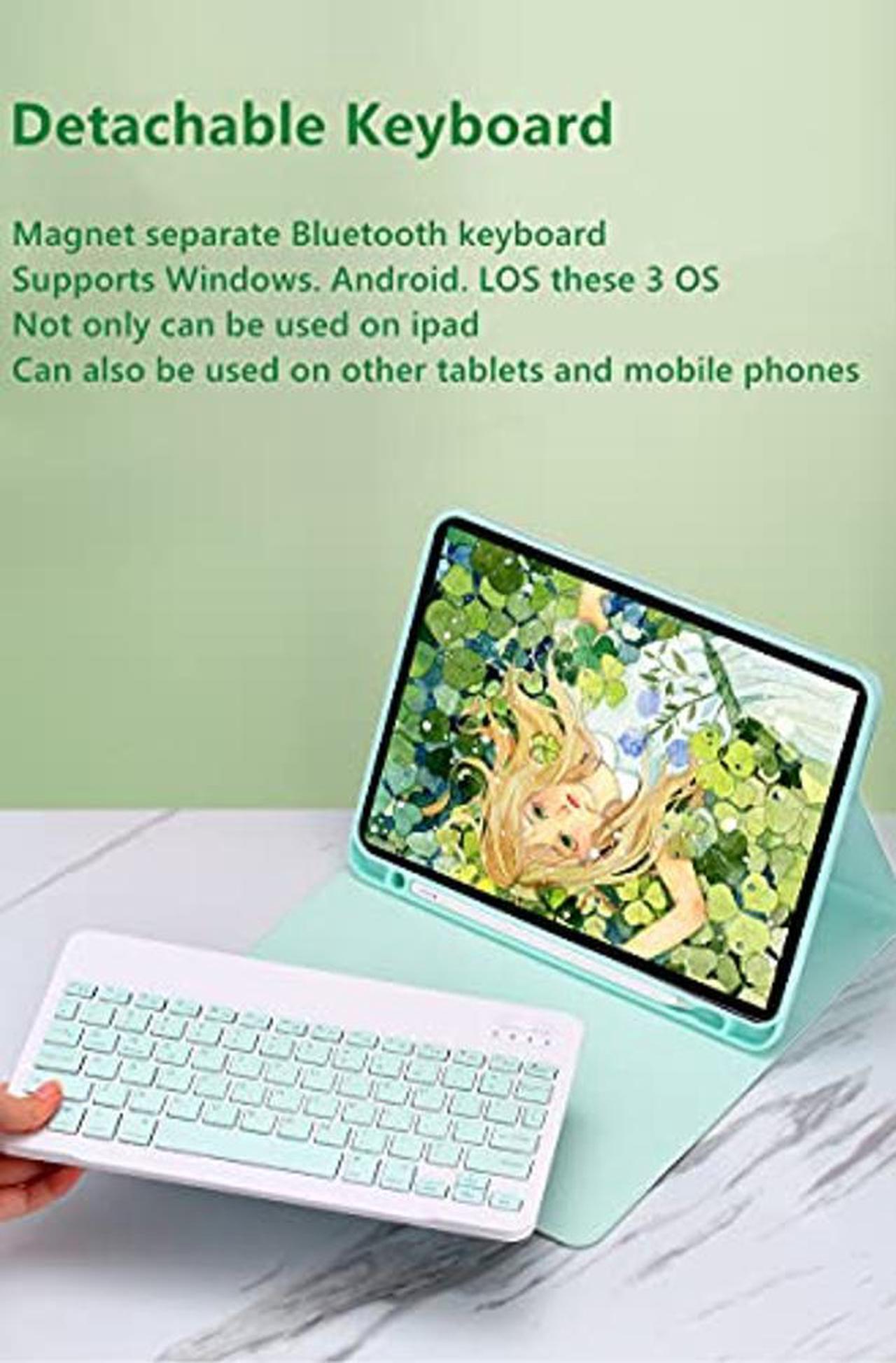 Alt view image 2 of 5 - YEEHi iPad Mini 6th Generation Keyboard Case Cute Color Keyboard iPad Mini 6 2021 Detachable Bluetooth Keyboard Cover with Pencil Holder (LightBlue)