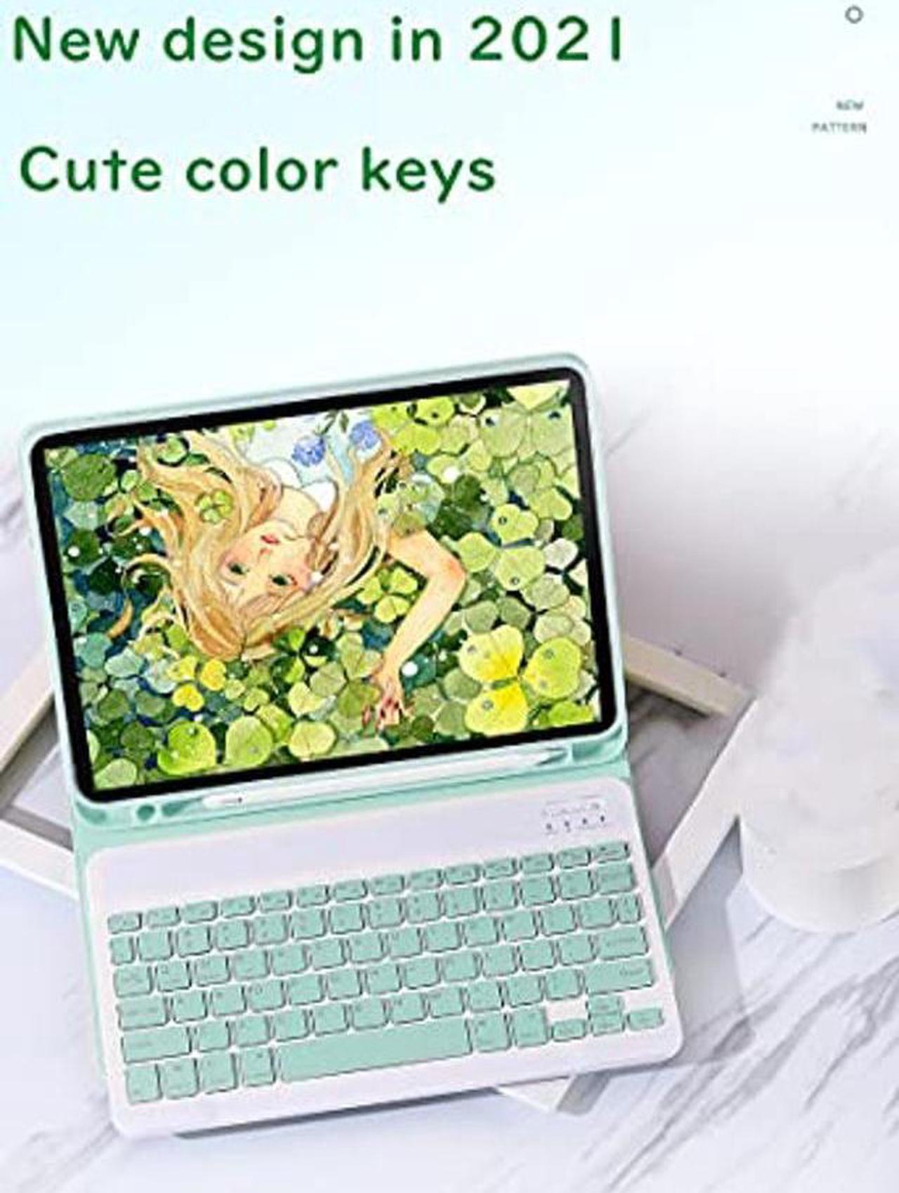 Alt view image 3 of 5 - YEEHi iPad Mini 6th Generation Keyboard Case Cute Color Keyboard iPad Mini 6 2021 Detachable Bluetooth Keyboard Cover with Pencil Holder (LightBlue)