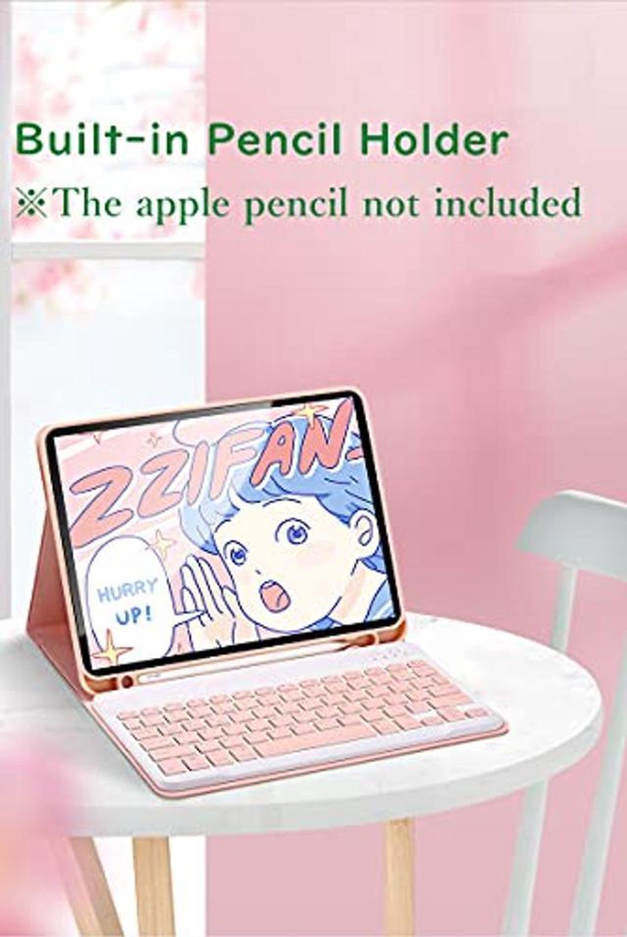 Alt view image 4 of 5 - YEEHi iPad Mini 6th Generation Keyboard Case Cute Color Keyboard iPad Mini 6 2021 Detachable Bluetooth Keyboard Cover with Pencil Holder (LightBlue)