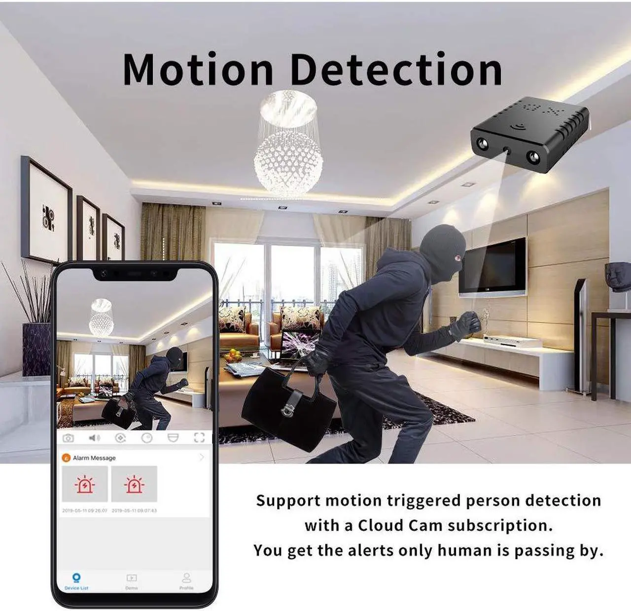 Alt view image 3 of 5 - Smallest WiFi Spy Hidden Camera Mini Wireless Camera HD Indoor Home Smallest Spy Nanny Cam Security Cameras with Motion Detection/Night Vision/Cloud Storage for iPhone/Android Phone/iPad/PC