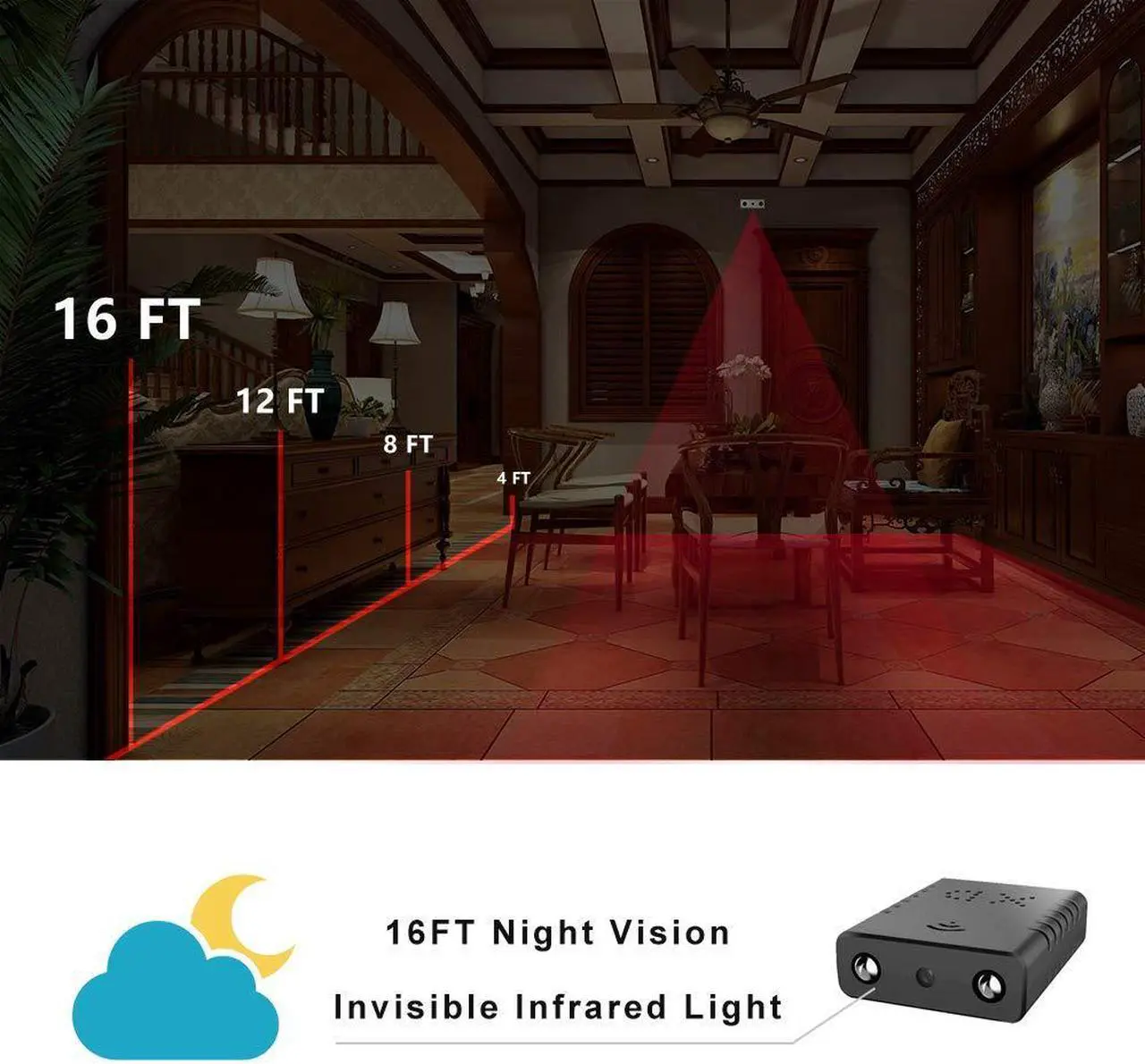 Alt view image 5 of 5 - Smallest WiFi Spy Hidden Camera Mini Wireless Camera HD Indoor Home Smallest Spy Nanny Cam Security Cameras with Motion Detection/Night Vision/Cloud Storage for iPhone/Android Phone/iPad/PC