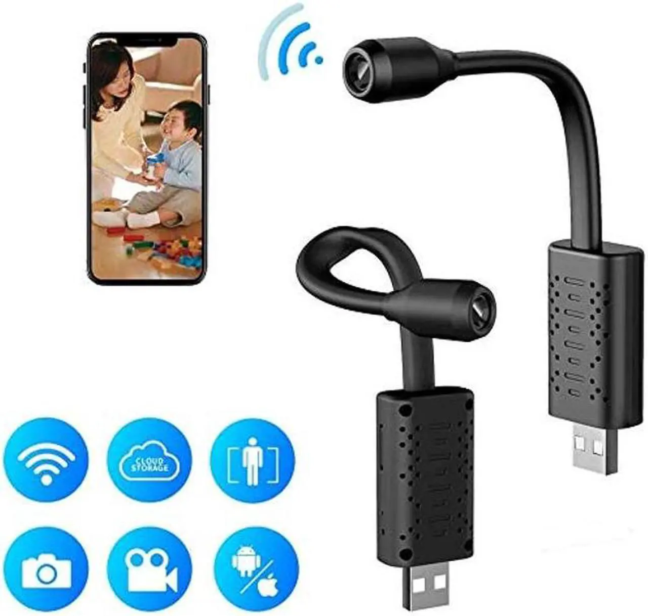 Alt view image 2 of 5 - Smallest WiFi Spy Hidden Camera Mini Wireless Camera HD Indoor Home Smallest Spy Nanny Cam Security Cameras with Motion Detection/Night Vision/Cloud Storage for iPhone/Android Phone/iPad/PC (u21-wifi)