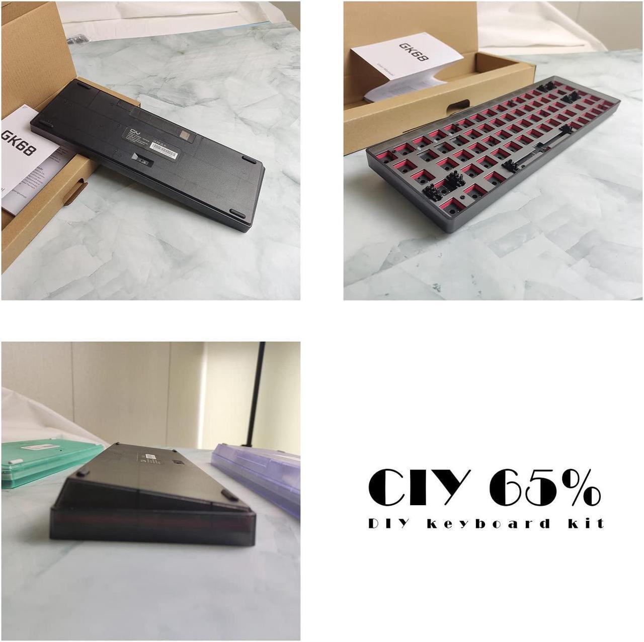 Alt view image 2 of 5 - CIY GK68 Dual Mode Wireless Hotswap Tester Keyboard Kit, DIY 65%, Bluetooth 5.0/2.4G Wireless, Replaceable MX Switch 5Pin/3Pin, ABS Shell,Metal Positioning Plate,Sound Insulation Mat(Black Hyaline)
