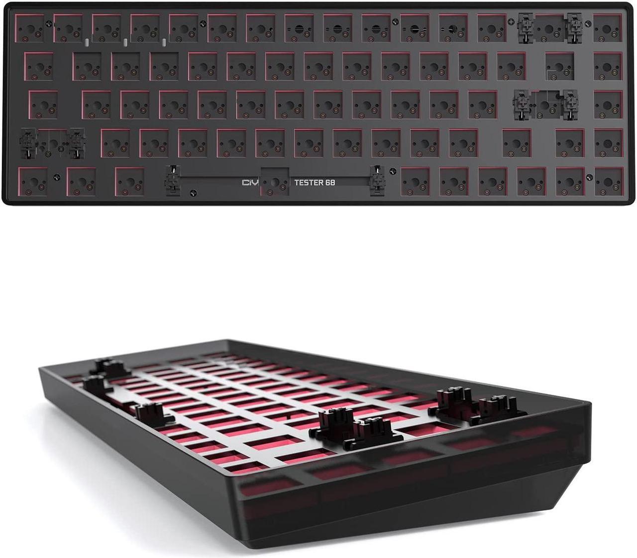 Main image of CIY GK68 Dual Mode Wireless Hotswap Tester Keyboard Kit, DIY 65%, Bluetooth 5.0/2.4G Wireless, Replaceable MX Switch 5Pin/3Pin, ABS Shell,Metal Positioning Plate,Sound Insulation Mat(Black Hyaline)