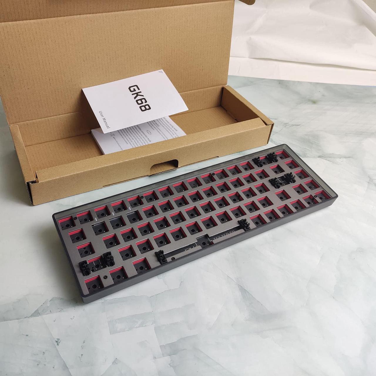 Alt view image 5 of 5 - CIY GK68 Dual Mode Wireless Hotswap Tester Keyboard Kit, DIY 65%, Bluetooth 5.0/2.4G Wireless, Replaceable MX Switch 5Pin/3Pin, ABS Shell,Metal Positioning Plate,Sound Insulation Mat(Black Hyaline)