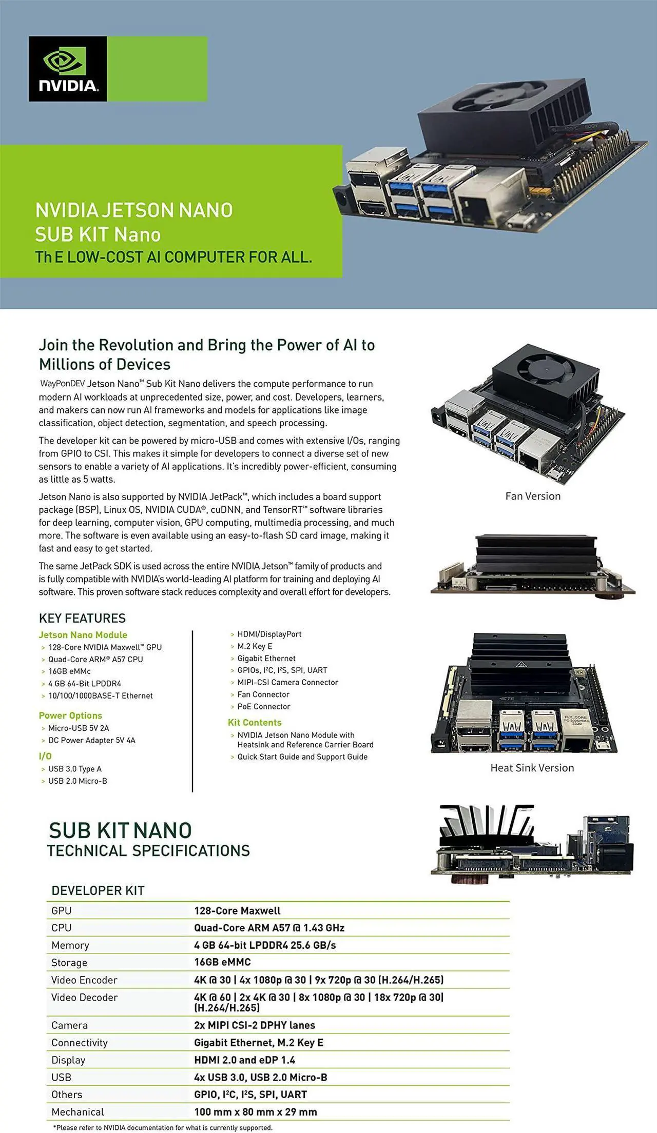 Alt view image 2 of 5 - Jetson Nano Developer Kit 16G eMMC onboard for AI Machine Learning