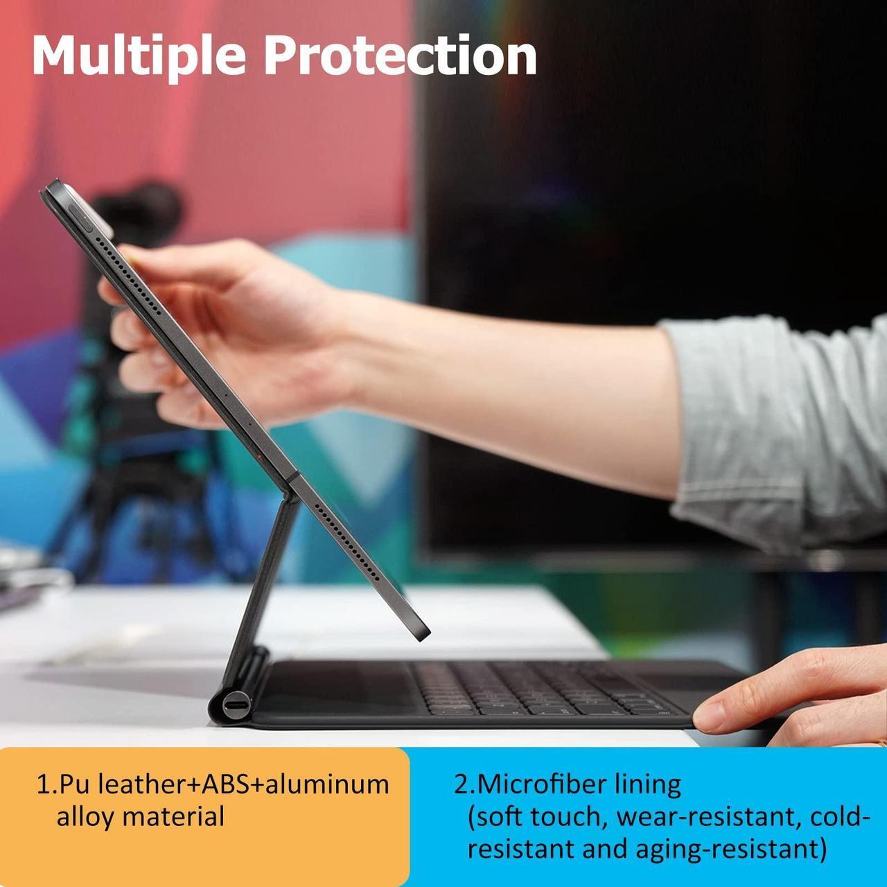 Alt view image 5 of 5 - Magic-Style Keyboard Case for 10.9 iPad Air 2022 5th/ 4th Gen, iPad Pro 11 inch 2022 4th/ 3rd/ 2nd/ 1st Gen, Wireless Bluetooth Keyboard with Floating Stand, Multi-Touch Trackpad, Detachable Magnetic
