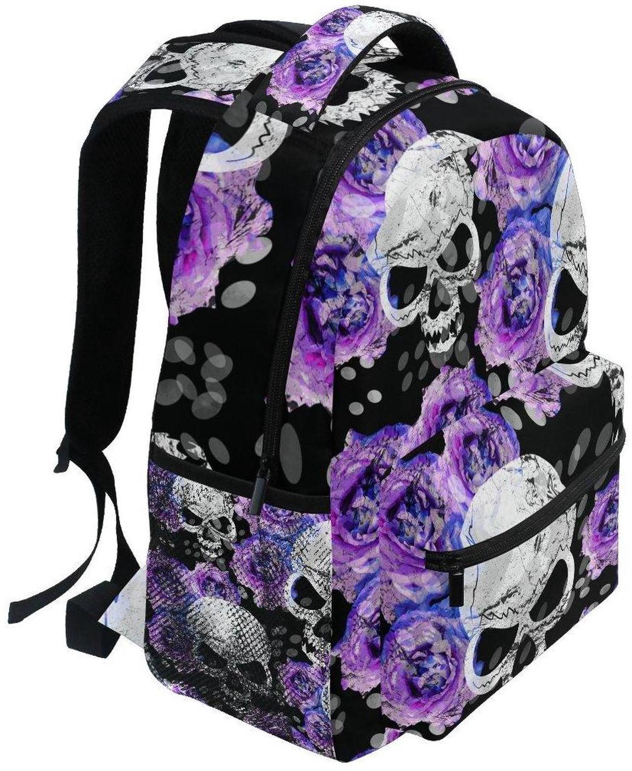 Alt view image 2 of 5 - ZZKKO Day of the Dead Sugar Skull Flower Boys Girls School Computer Backpacks Book Bag Travel Hiking Camping Daypack