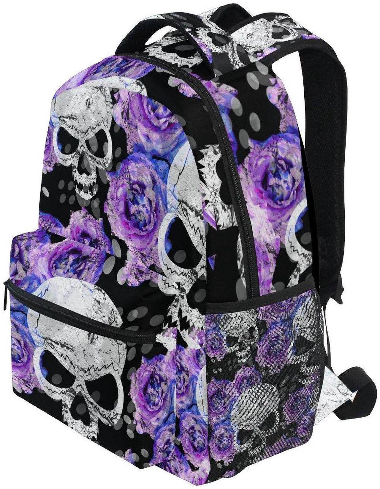 Alt view image 3 of 5 - ZZKKO Day of the Dead Sugar Skull Flower Boys Girls School Computer Backpacks Book Bag Travel Hiking Camping Daypack