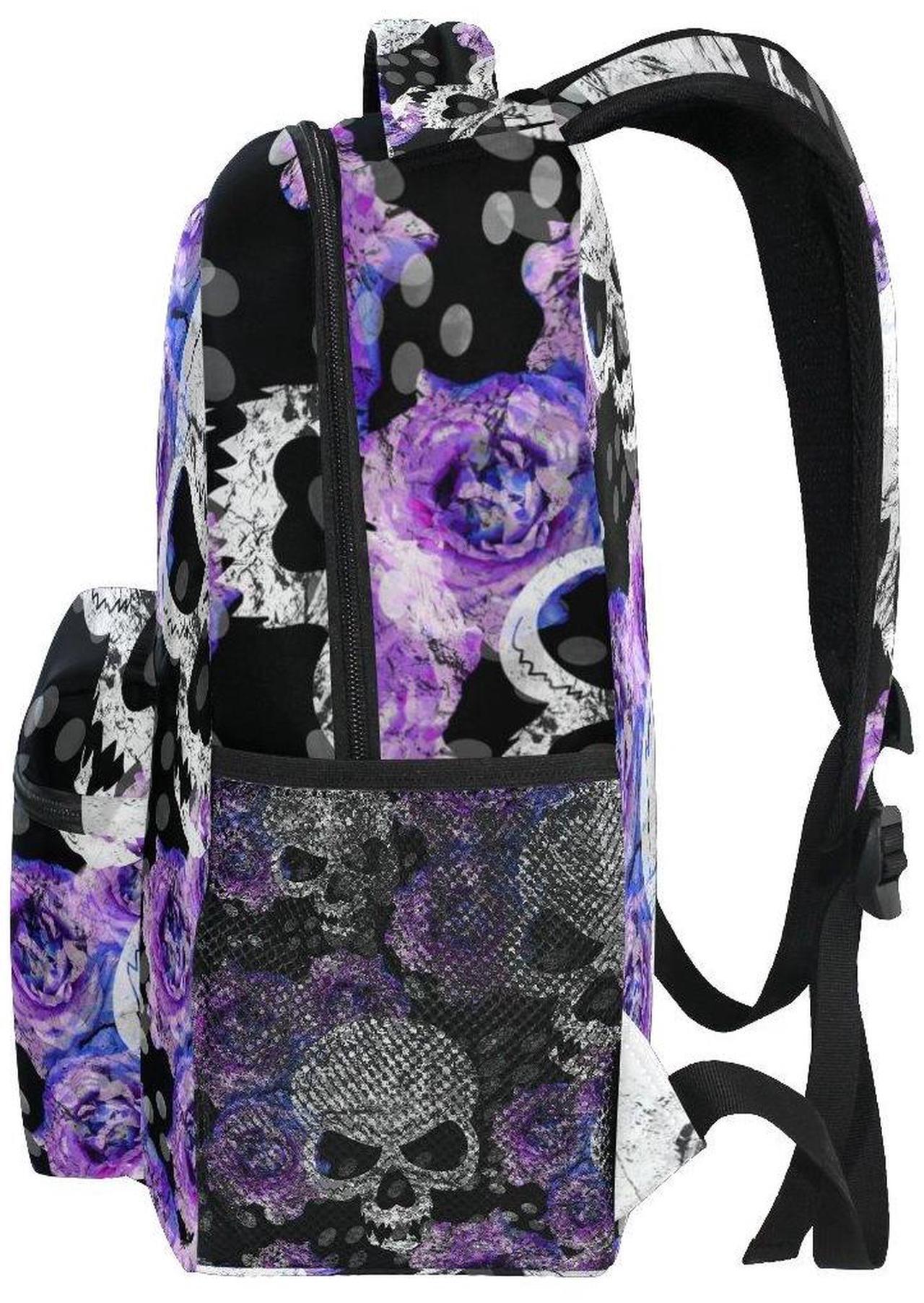 Alt view image 4 of 5 - ZZKKO Day of the Dead Sugar Skull Flower Boys Girls School Computer Backpacks Book Bag Travel Hiking Camping Daypack