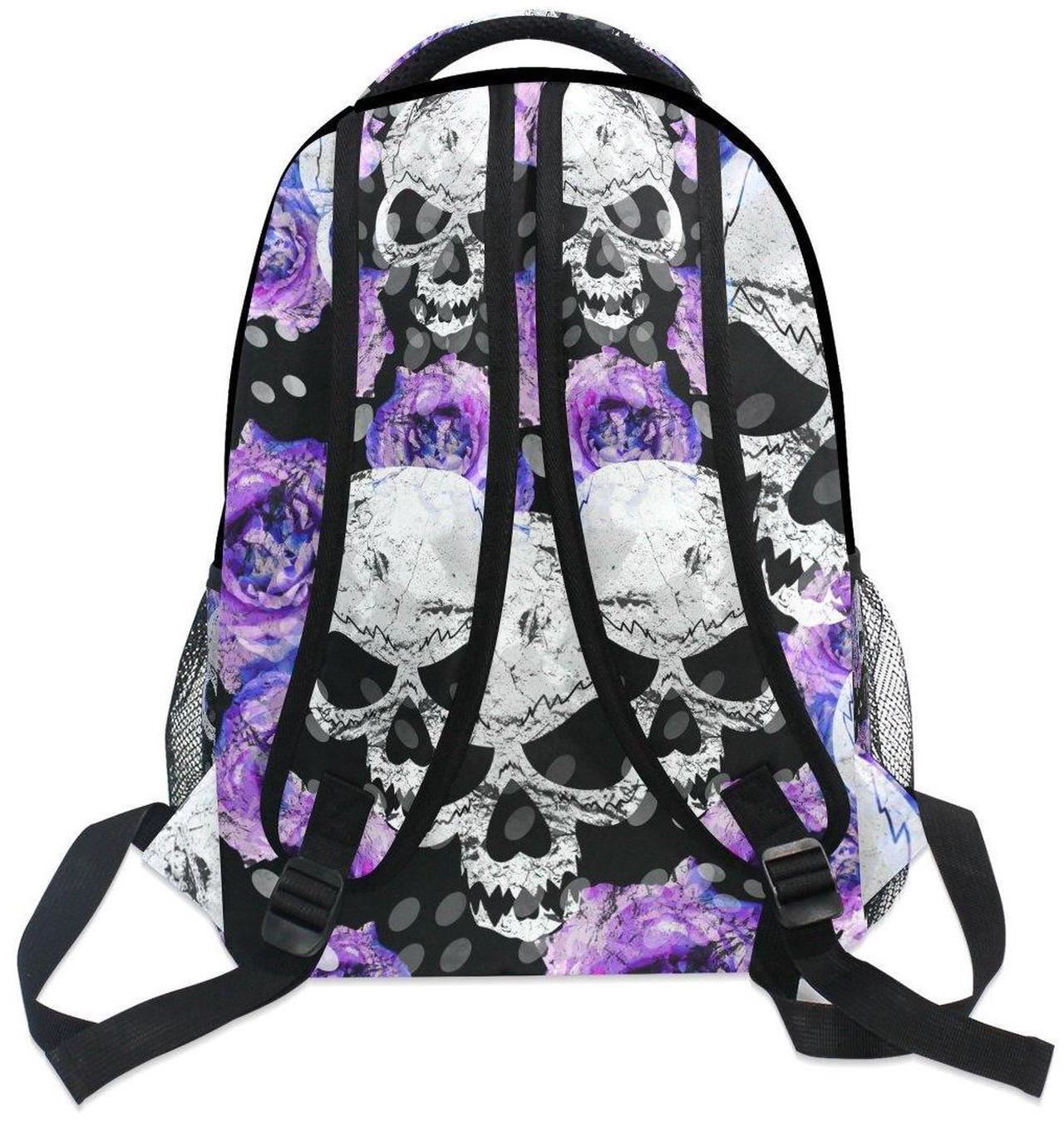 Alt view image 5 of 5 - ZZKKO Day of the Dead Sugar Skull Flower Boys Girls School Computer Backpacks Book Bag Travel Hiking Camping Daypack