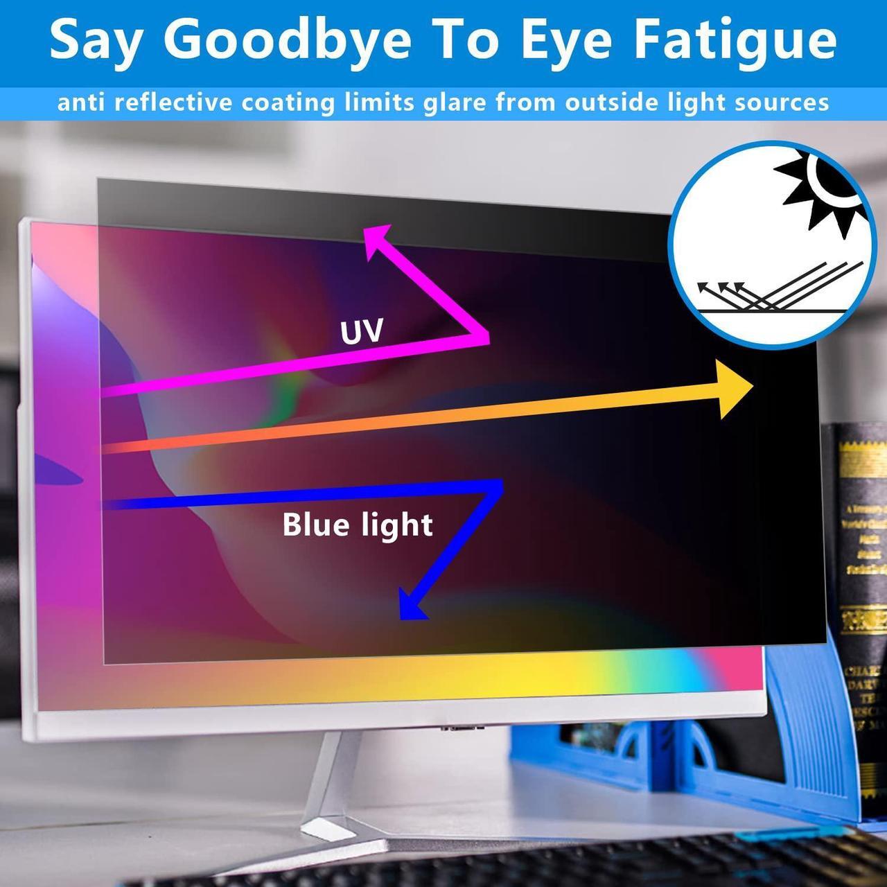 Alt view image 5 of 5 - Computer Privacy Screen 22 inch, Removable 16:10 Aspect Ratio Widescreen Laptop Monitor,Eye Protection Anti Glare Blue Light Slide Mount Tabs Cover Screen Protector for Privacy Screen Filter 22 inch