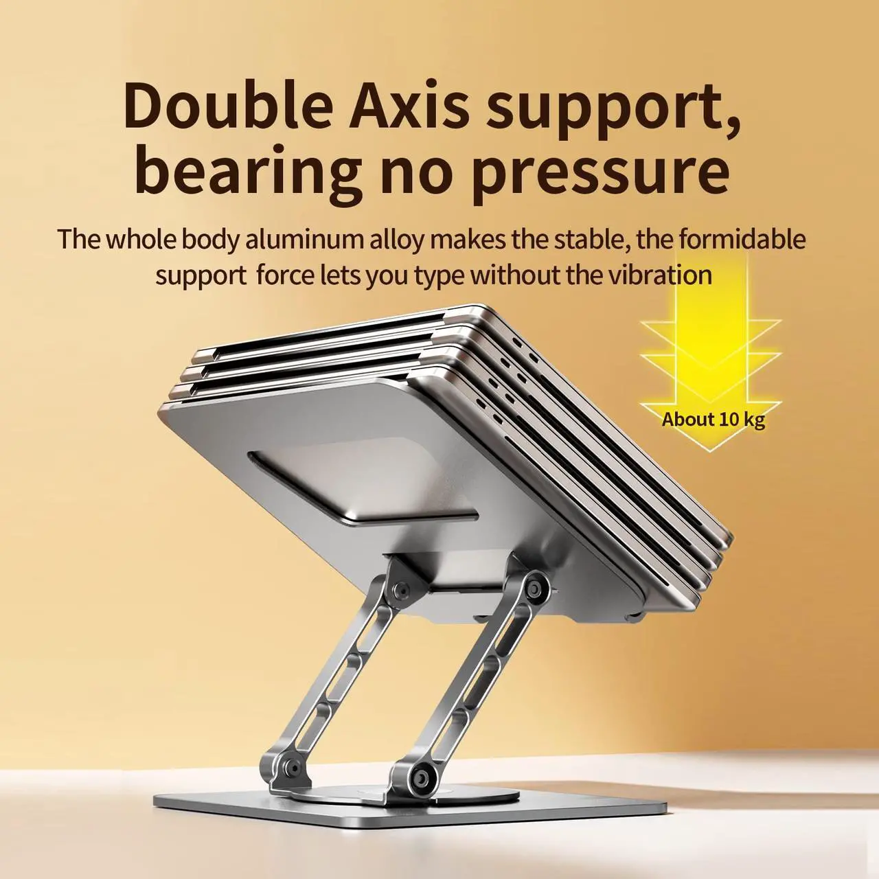 Alt view image 2 of 5 - VAJUN Rotating Laptop Stand, 360deg Angle Swivel, Height Adjustable for Neck/Shoulder Health, Solid Aluminum Base, Fits 10"-17" Laptop & Tablet (Silver)