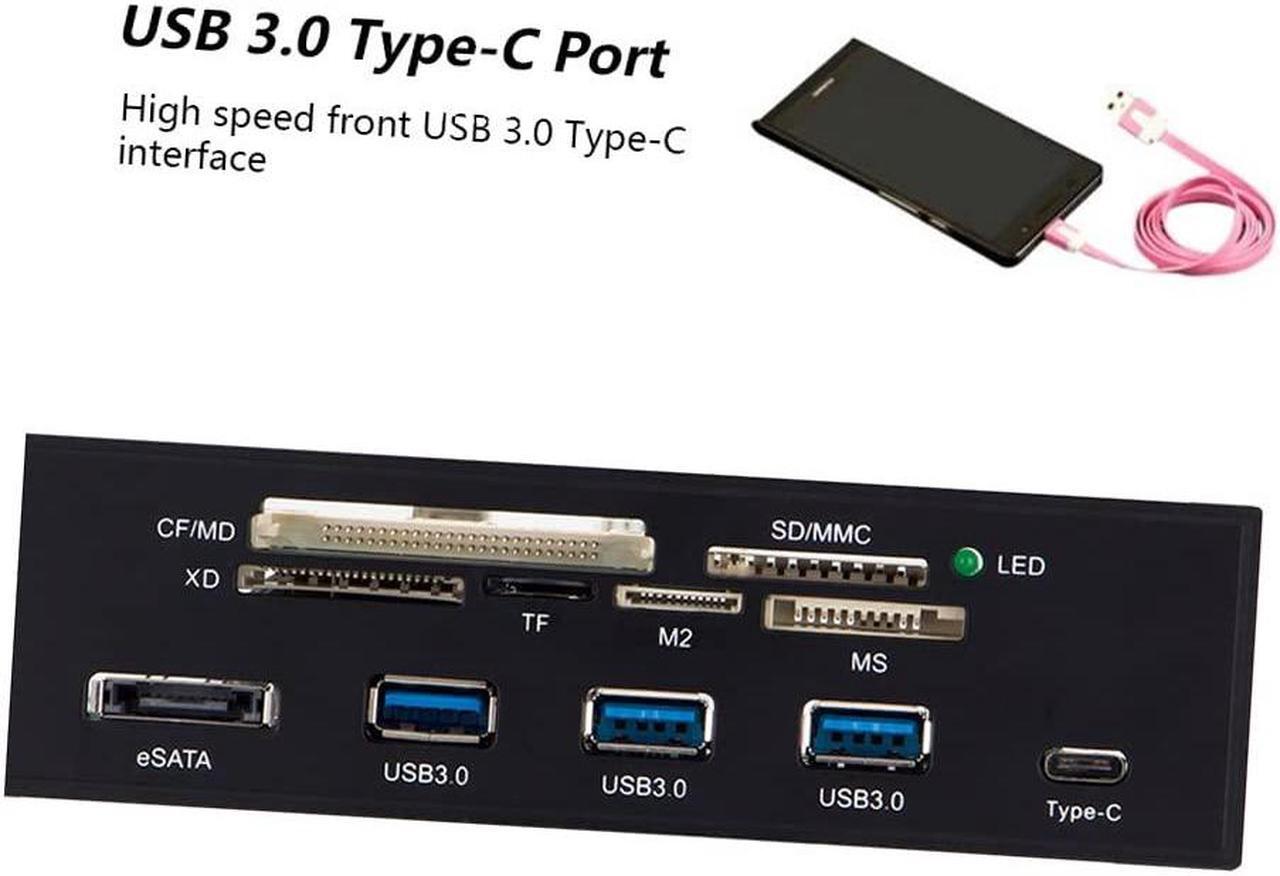 Alt view image 2 of 5 - Docooler Sunshine-tipway STW 5.25 inches Internal Card Reader Media Multi-Function Dashboard PC Front Panel Type-C USB 3.1 USB 3.0 Support CF MD XD MMC TF M2 MS