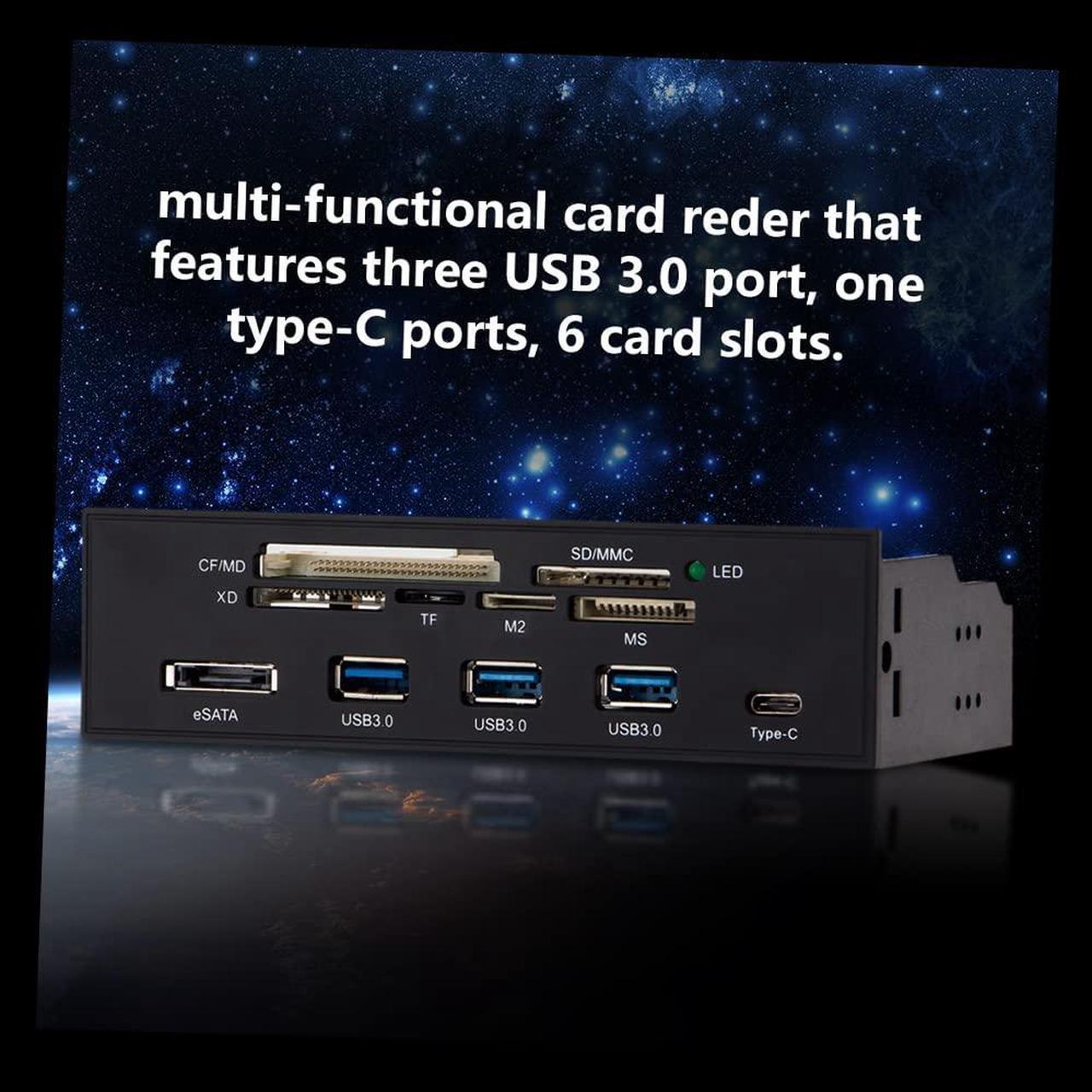 Alt view image 4 of 5 - Docooler Sunshine-tipway STW 5.25 inches Internal Card Reader Media Multi-Function Dashboard PC Front Panel Type-C USB 3.1 USB 3.0 Support CF MD XD MMC TF M2 MS