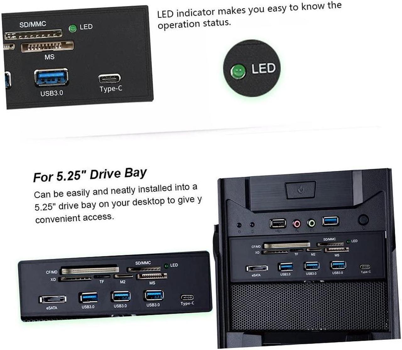 Alt view image 5 of 5 - Docooler Sunshine-tipway STW 5.25 inches Internal Card Reader Media Multi-Function Dashboard PC Front Panel Type-C USB 3.1 USB 3.0 Support CF MD XD MMC TF M2 MS