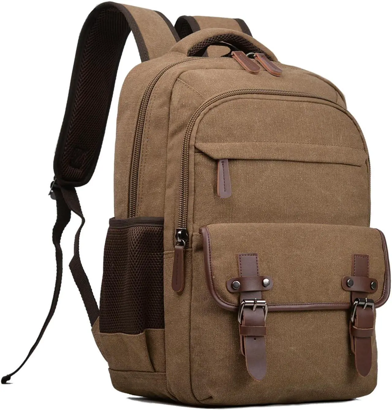 Main image of Canvas Laptop Backpack, Vintage Daypack for Men Women,Travel Work Rucksack College Bookbag Computer Bag Fits 15.6 Inch Laptop (Coffee)