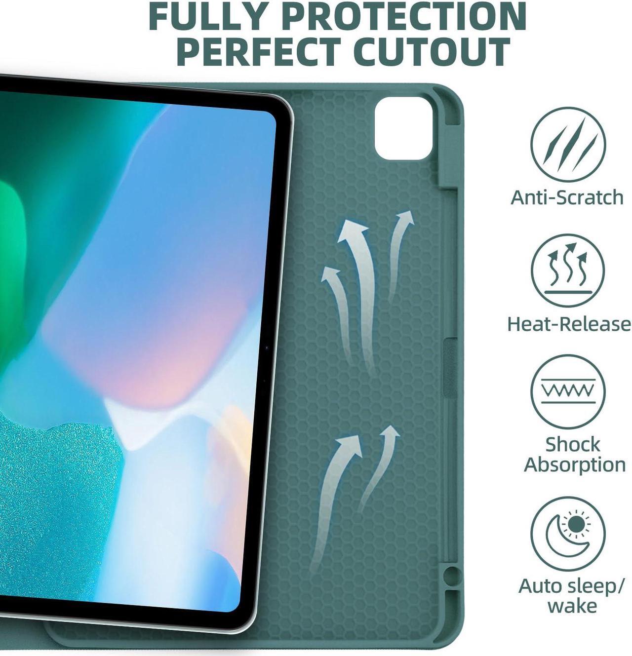 Alt view image 3 of 5 - GOKOCO for iPad Pro 11 inch M4 2024 Case with Keyboard-Keyboard Case for iPad Pro 11" 2024 with Pencil Holder,Wireless Detachable Keyboard,Auto Sleep/Wake Function-Dark Green