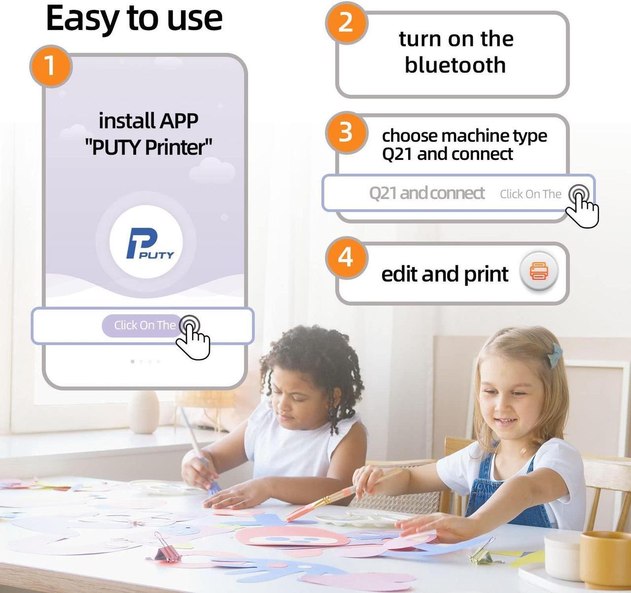 Alt view image 3 of 5 - P PUTY Portable Label Makers Q21 Bluetooth Thermal Label Printer for Retail,Barcode,Clothing,2 Inch Label Maker Compatible with Android & iOS, with 1 Pack 40mm*30mm 230/Roll Labels