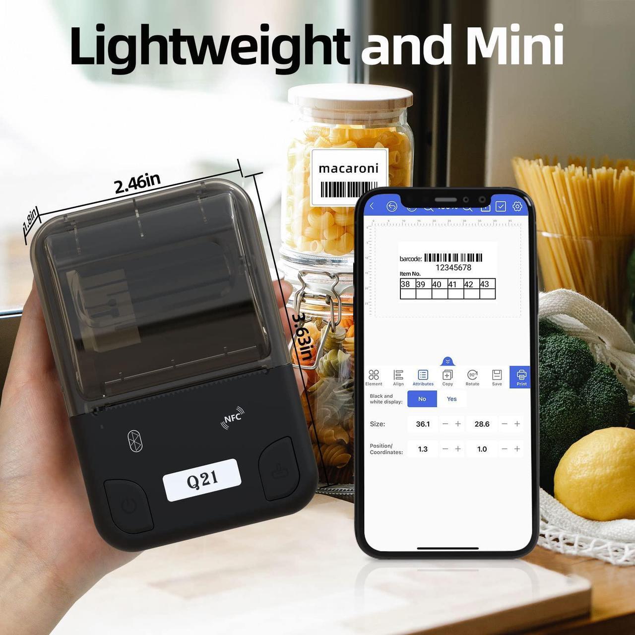 Alt view image 5 of 5 - P PUTY Portable Label Makers Q21 Bluetooth Thermal Label Printer for Retail,Barcode,Clothing,2 Inch Label Maker Compatible with Android & iOS, with 1 Pack 40mm*30mm 230/Roll Labels