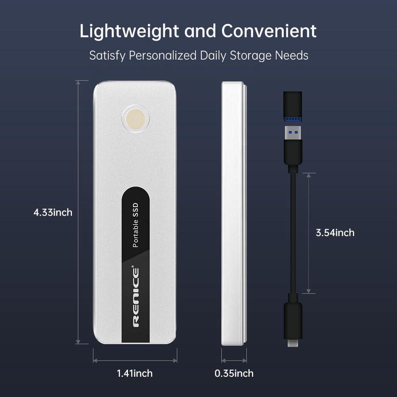 Alt view image 5 of 5 - RENICE Portable SSD 1TB -Ultra-Fast 1000MB/s Read-USB 3.2 Gen2 External Solid State Drive-USB-C Mini SSD-for Professional, Student, Photographer