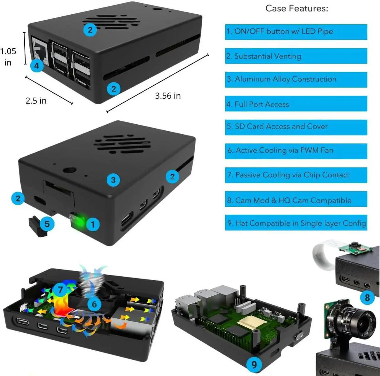 Alt view image 4 of 5 - Vilros Raspberry Pi 5 Starter Kit MAX - Turbo Cooled Aluminum - (128GB Edition) - (2GB RAM)