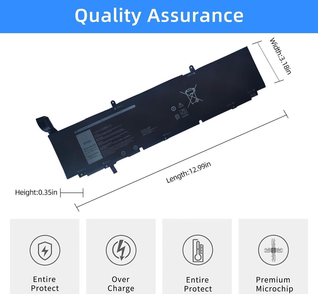 Alt view image 4 of 5 - NBULBL XG4K6 Battery Replacement for Dell XPS 17 9700 9710 9720 9730 / Precision 5750 5760 5770 Series P92F P92F001 P92F002 P92F003 01RR3 001RR3 F8CPG 0F8CPG 5XJ6R KVPMY 0YY3V KRDHV 11.4V 97Wh