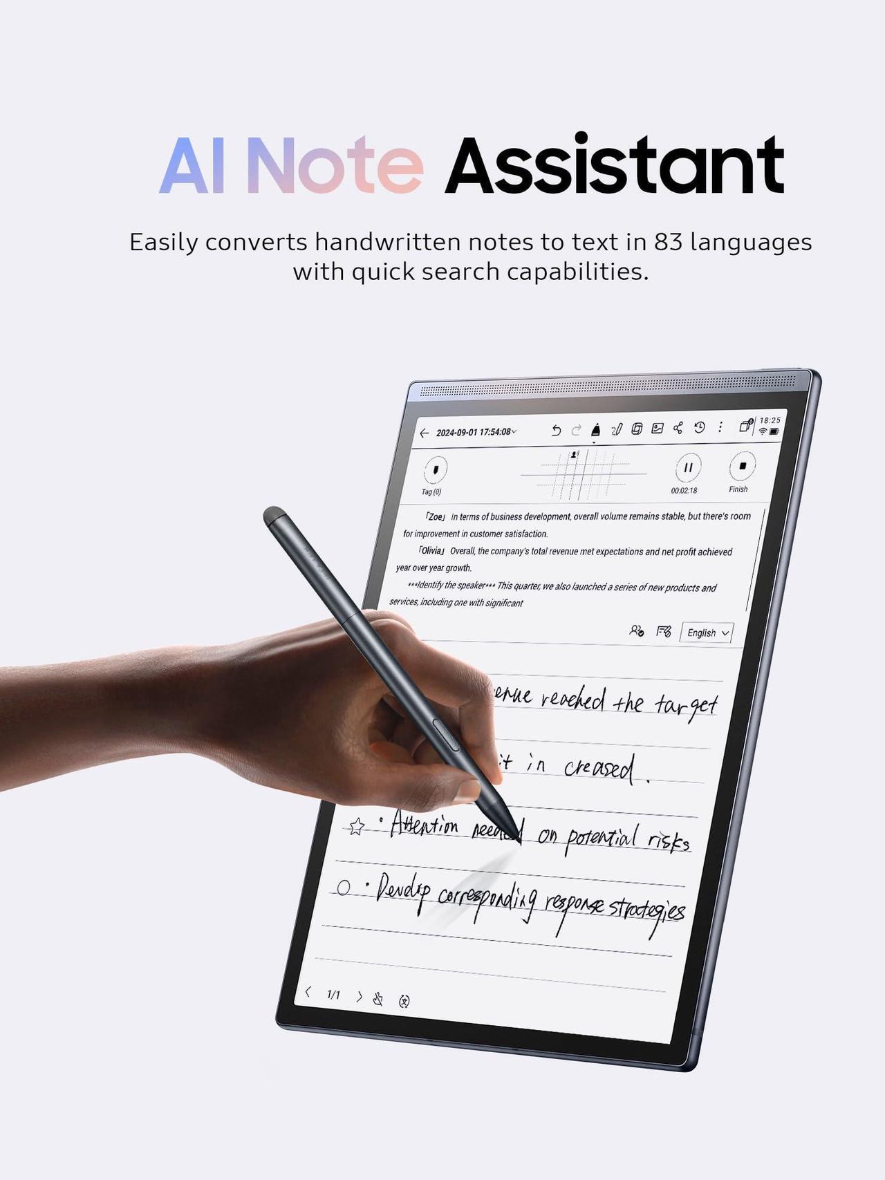 Alt view image 2 of 5 - iFLYTEK AINOTE Air 2 Note Taking Tablet, 8.2-inch Writing Tablet for Adults,Voice Transcribe in 14 Languages, Digital Notebook with Stylus Pen, E Ink Paper Tablet for Meetings, Powered by Chatgpt