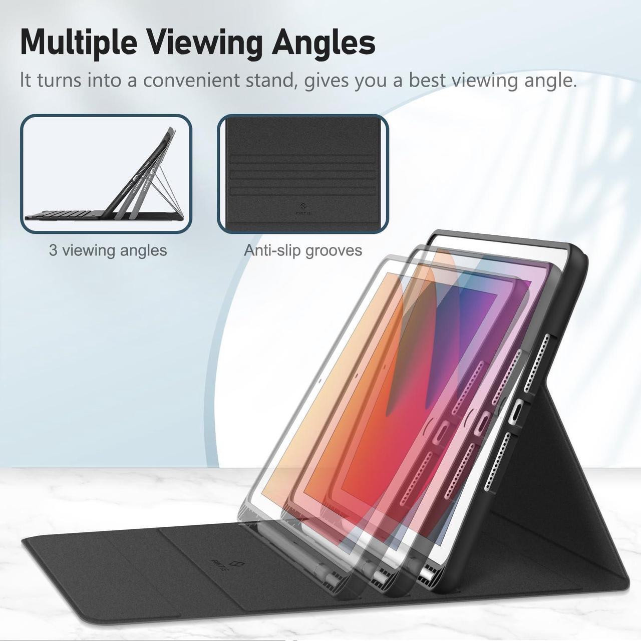 Alt view image 5 of 5 - FINTIE Keyboard Case for iPad 9th / 8th / 7th Generation (2021/2020/2019) 10.2 Inch, Soft TPU Back Stand Cover with Pencil Holder, Magnetically Detachable Wireless Bluetooth Keyboard, Black