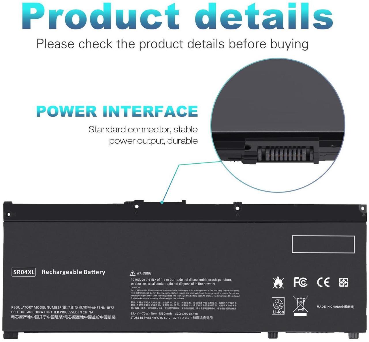 Alt view image 4 of 5 - SR03XL SR04XL SRO4XL Laptop Battery for Hp 917678-171 917678-1B1 917678-2B1 917724-855 HSTNN-DB7W HSTNN-IB7Z HSTNN-IB72 TPN-C133 TPN-C134 TPN-Q193 15-CB000 15-CE015DX 15-CE000 15-DC0000 Series