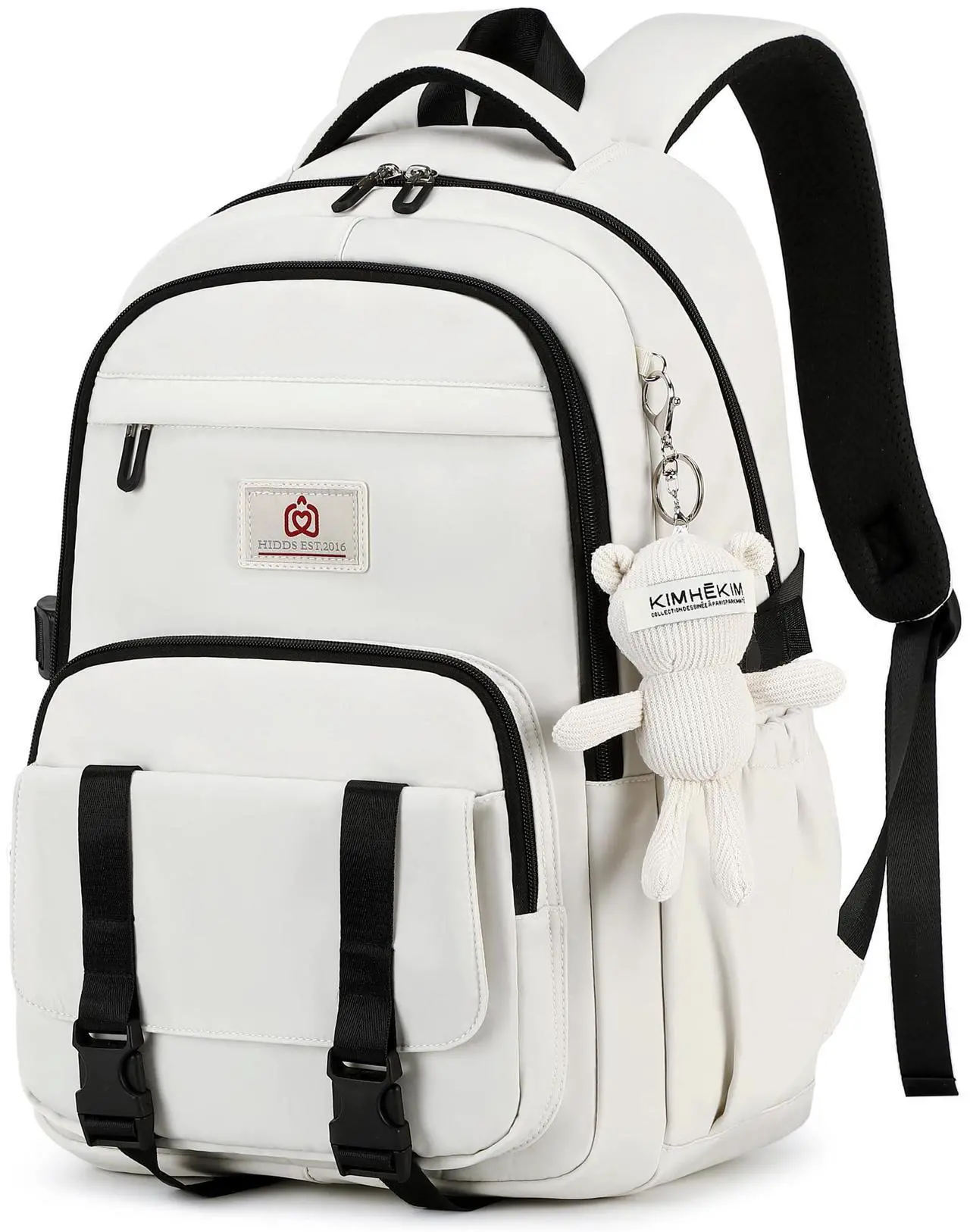 Alt view image 2 of 5 - Hidds Laptop Backpack Pink+ College Backpacks Beige Lightweight School Bag Large Women Bookbags