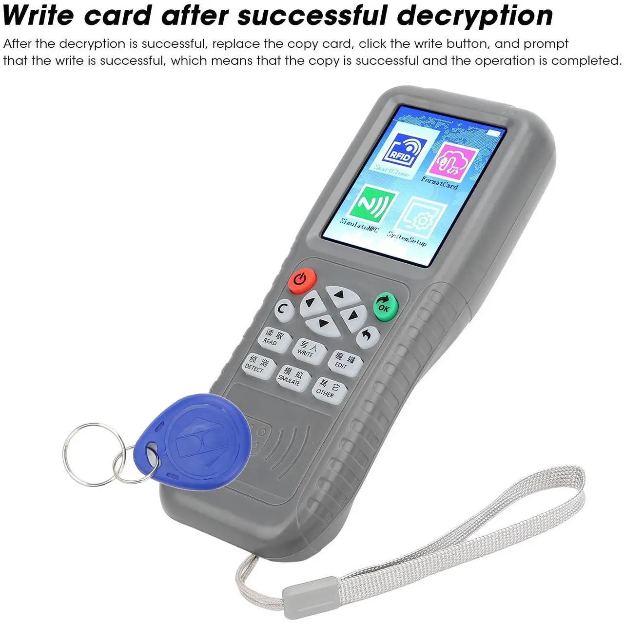 Alt view image 5 of 5 - Card Copier IC Card Reader Access Card Writer Portable NFC Card Replicator Full Color Screen Display Voice Prompts for Uid Fuld Care Zxuid Euid(IC Key Tag-Gray)