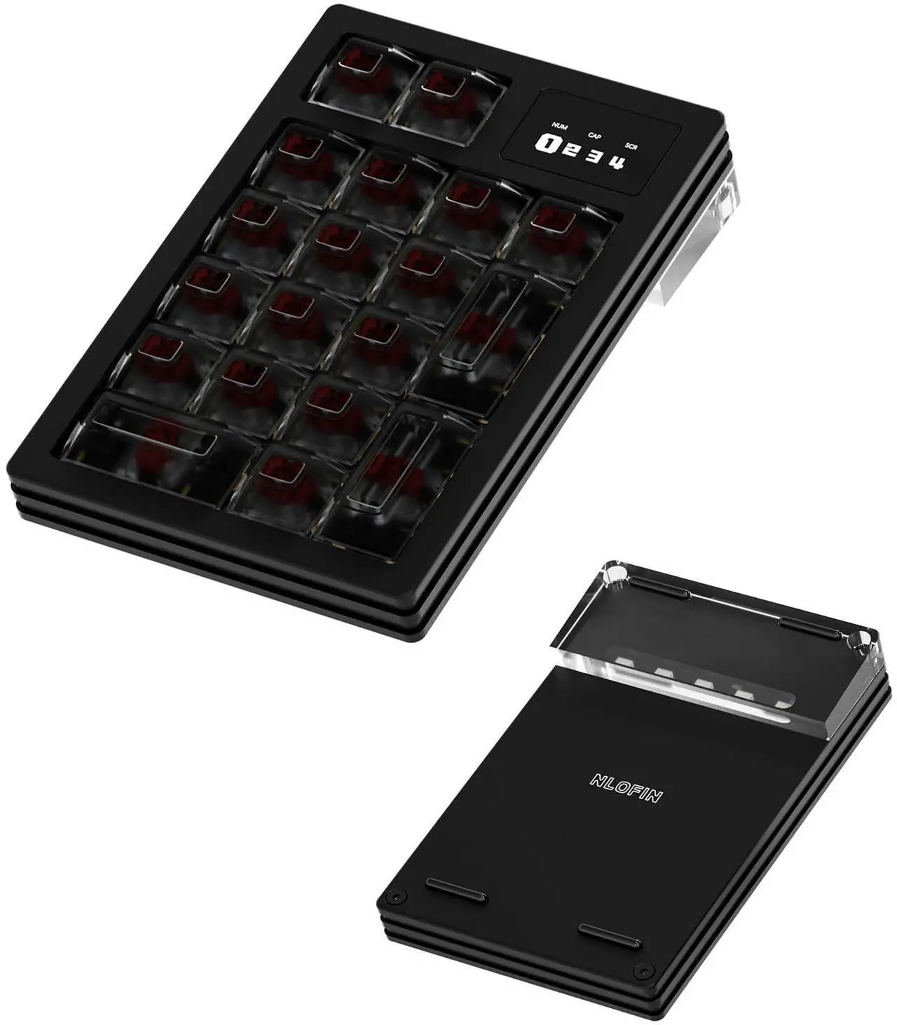 Main image of NLOFIN Programmable Keypad,19Keys Hot Swappable Vial Keyboard Number Keypad Portable Keyboard with RGB Backlight, Wired Macro Number Pad wtih Screen (Black)