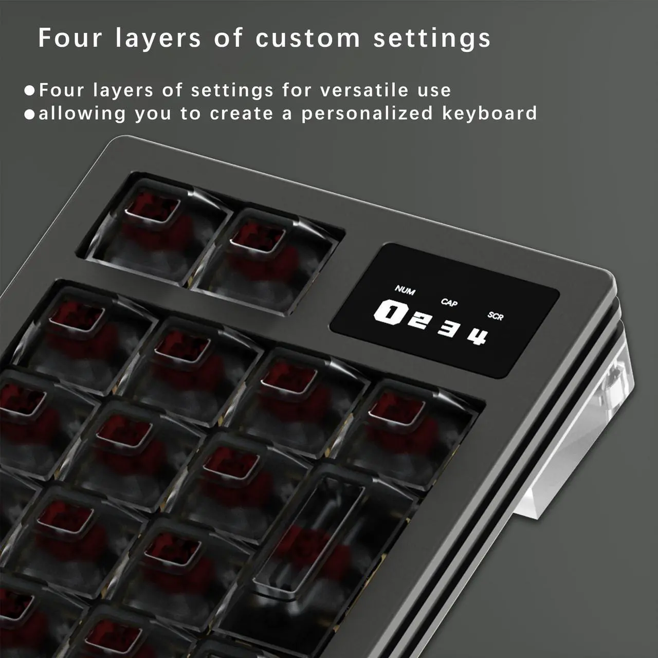 Alt view image 3 of 5 - NLOFIN Programmable Keypad,19Keys Hot Swappable Vial Keyboard Number Keypad Portable Keyboard with RGB Backlight, Wired Macro Number Pad wtih Screen (Black)
