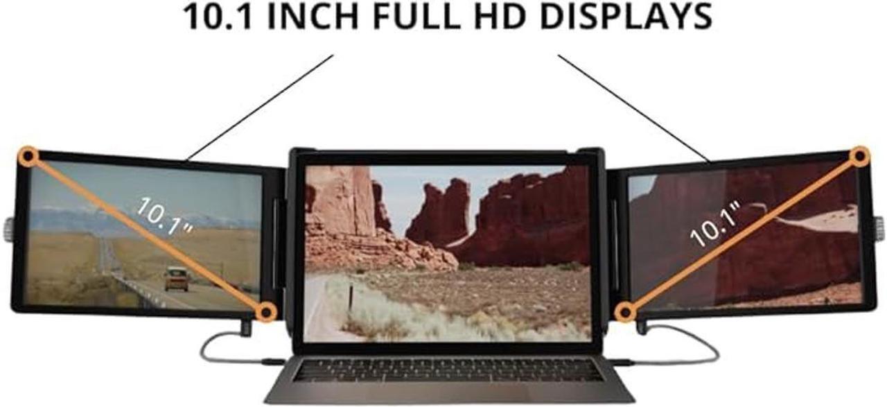 Alt view image 3 of 5 - Xebec Tri-Screen 2 + AirStand Bundle | Triple Laptop Monitor Extender (10.1" Full HD) | Portable Screen Setup for Mac, PC & Chromebook