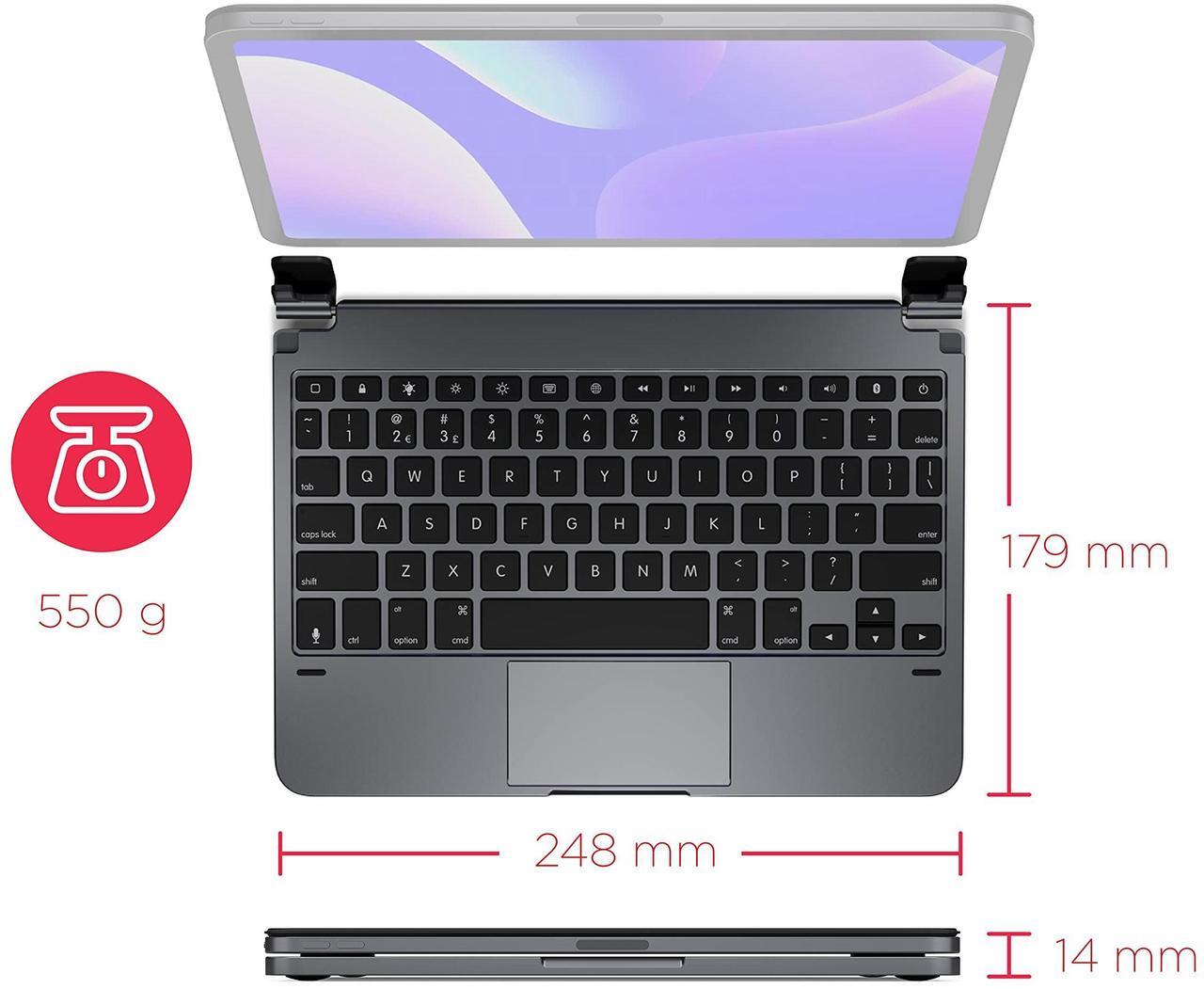 Alt view image 3 of 5 - Brydge 11.0 Pro+ Wireless Keyboard with Trackpad | Compatible with iPad Pro 11-inch (1st, 2nd & 3rd Gen) | Native Multi-Touch Trackpad | Backlit Keys | (Space Gray)